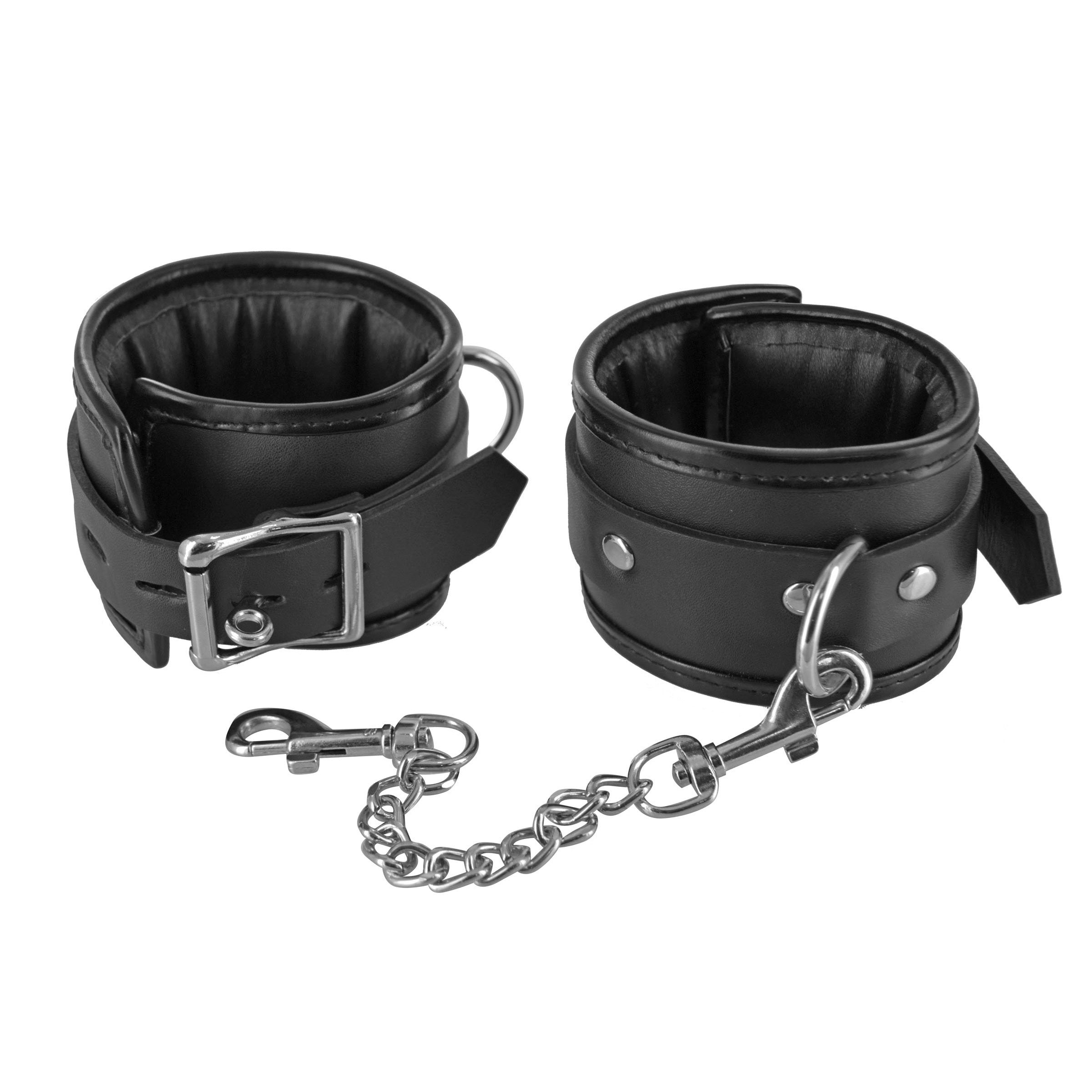 STRICT Locking Padded Wrist Cuffs with Chain Black