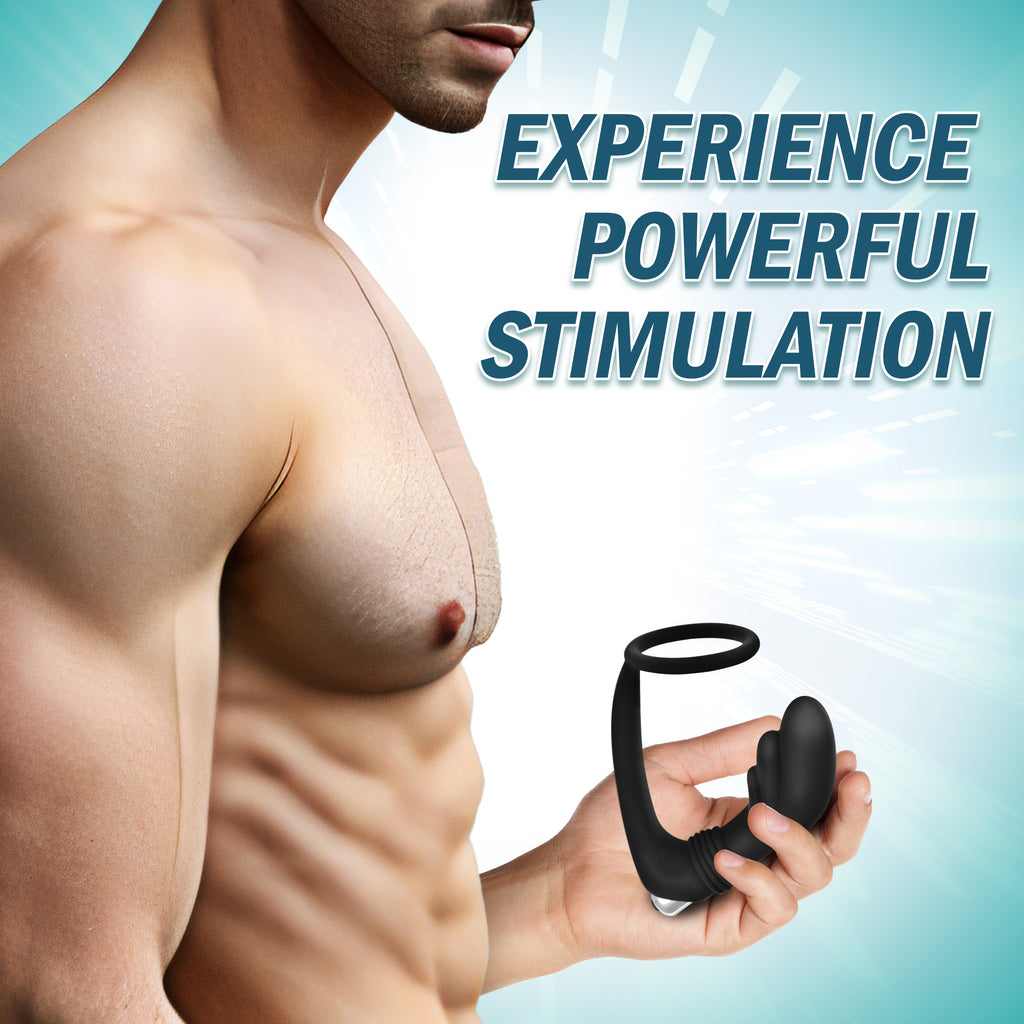 Prostatic Play Nova Silicone Cock Ring and Prostate Vibe Black