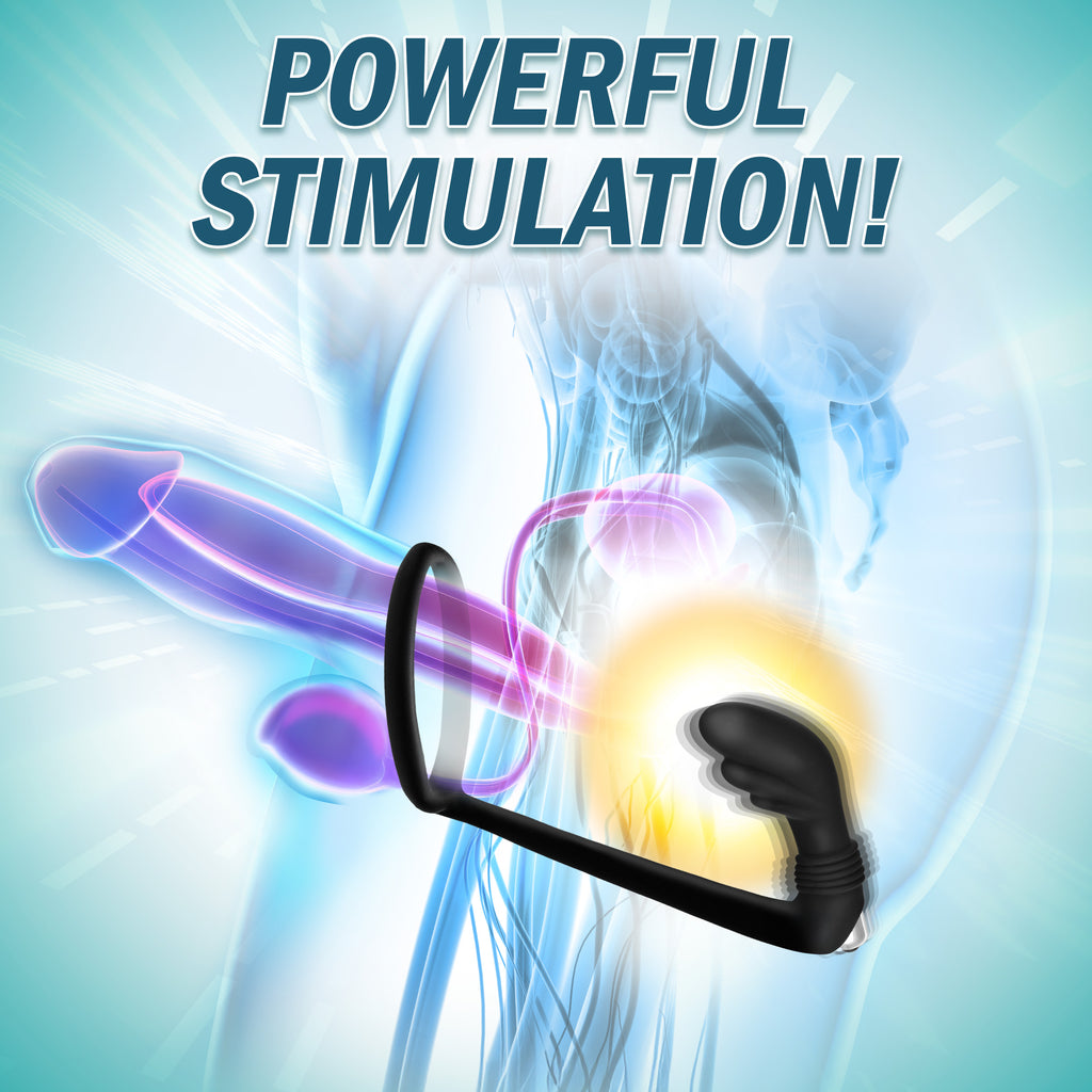 Prostatic Play Nova Silicone Cock Ring and Prostate Vibe Black