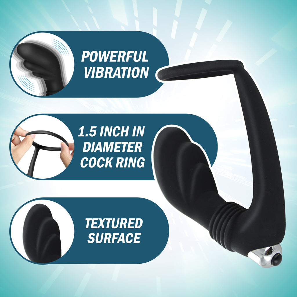 Prostatic Play Nova Silicone Cock Ring and Prostate Vibe Black