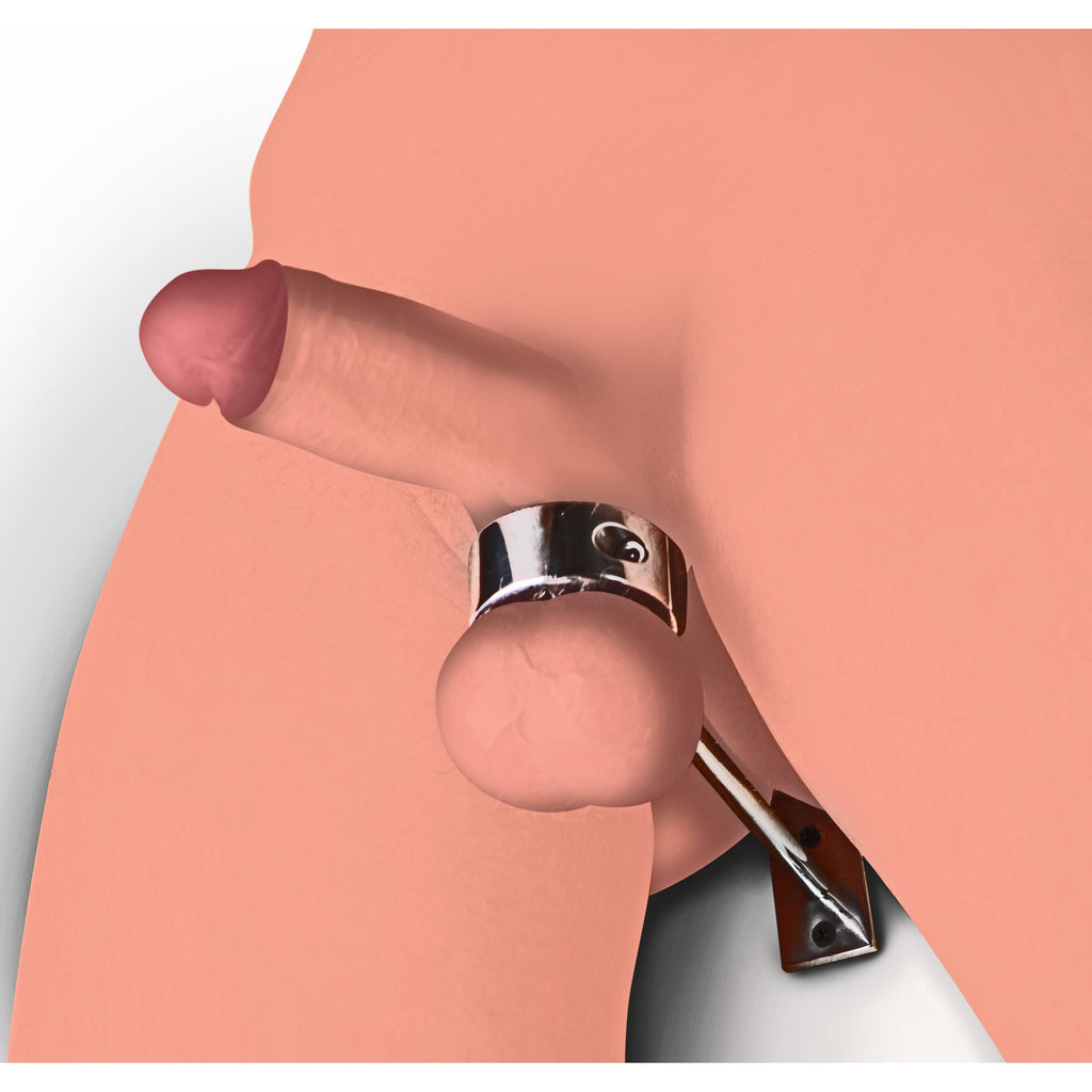 Master Series Locking Mounted CBT Scrotum Cuff with Bar Grey