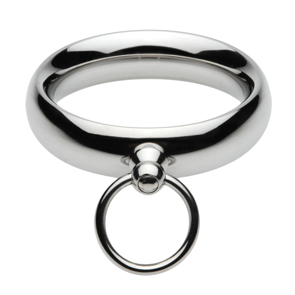 Master Series Lead Me Stainless Steel Cock Ring- 1.95 Inch Grey / Medium/Large