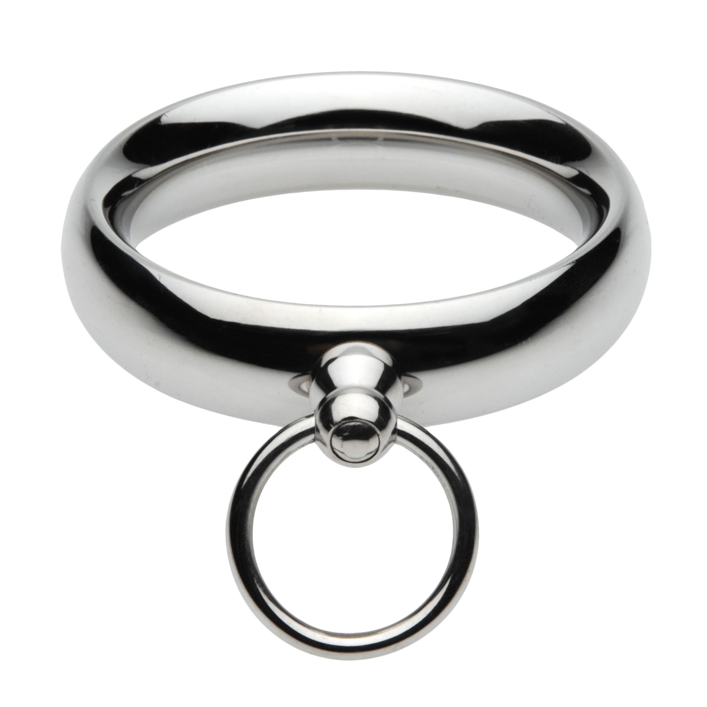 Master Series Lead Me Stainless Steel Cock Ring- 1.95 Inch Grey / Small/Medium