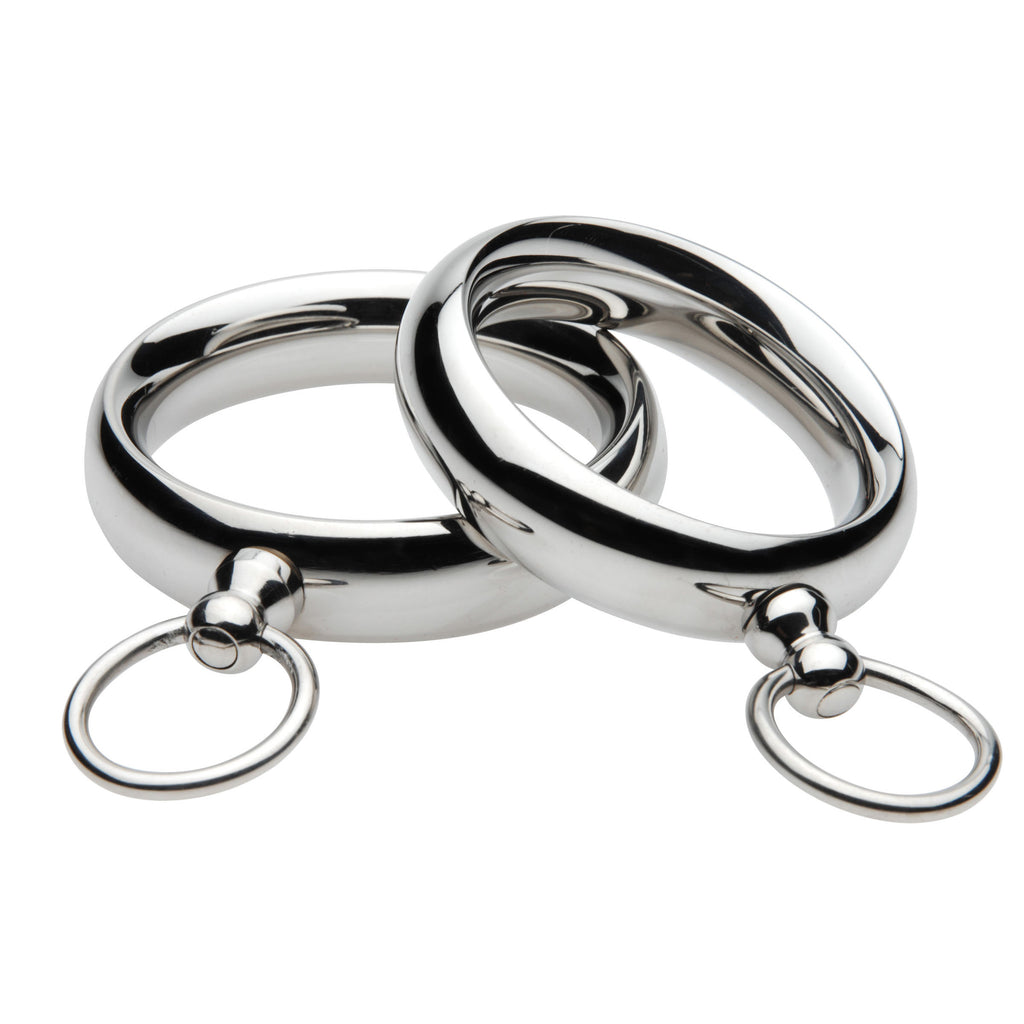 Master Series Lead Me Stainless Steel Cock Ring- 1.95 Inch Grey / Small/Medium