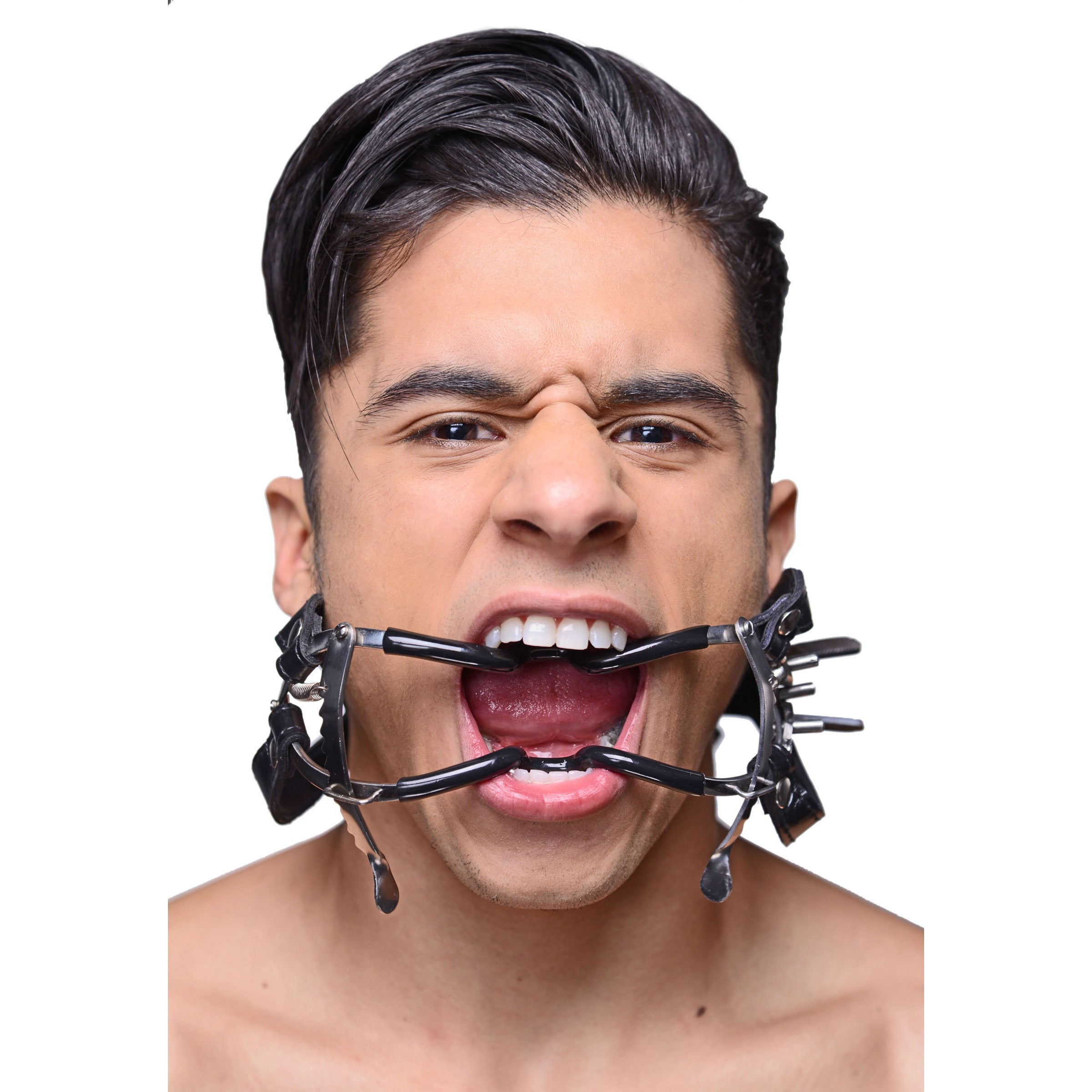 Master Series Ratchet Style Jennings Mouth Gag with Strap Grey