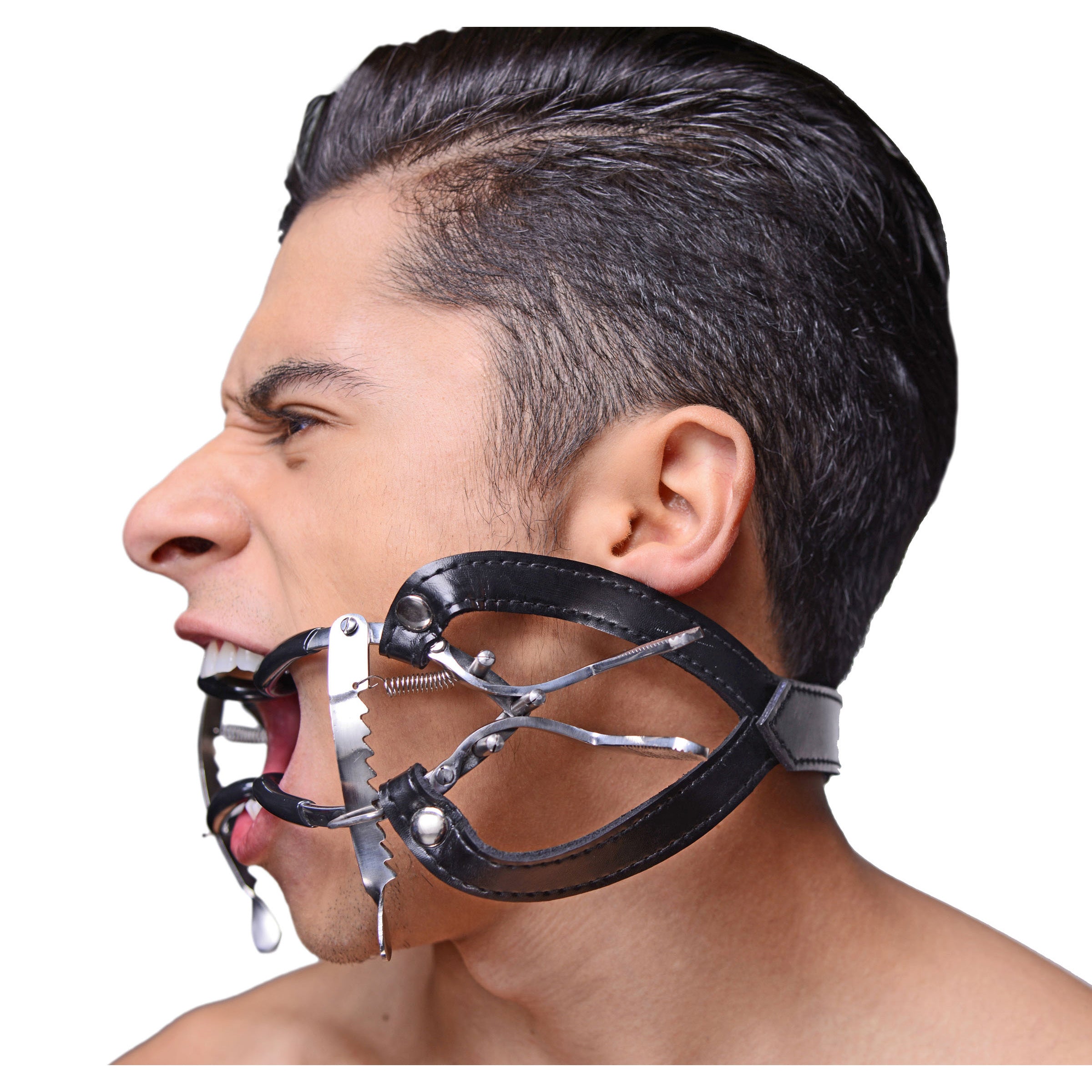 Master Series Ratchet Style Jennings Mouth Gag with Strap Grey