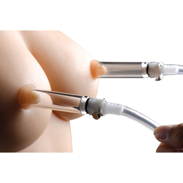 XR Brands Nipple Pumping System with Dual Detachable Acrylic Cylinders