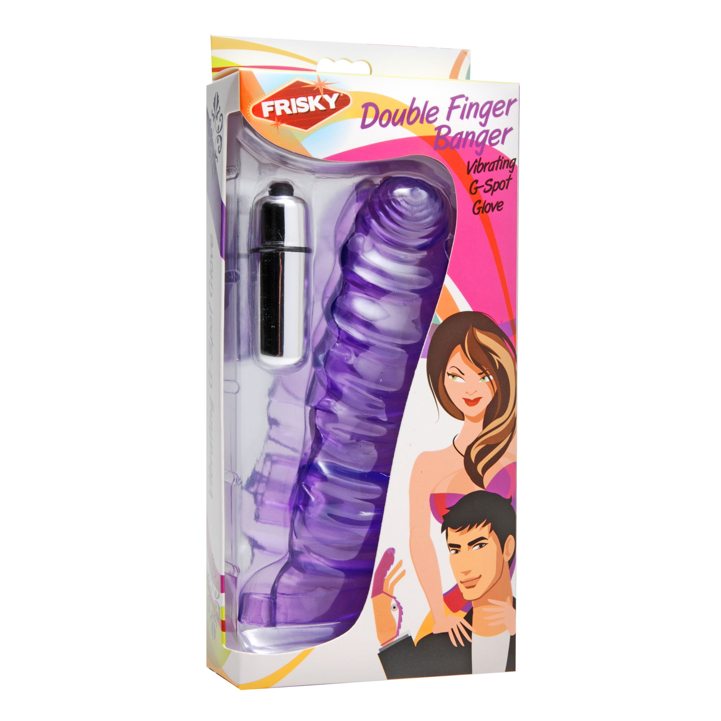 Frisky Double Finger Banger Vibrating G-Spot Glove Purple