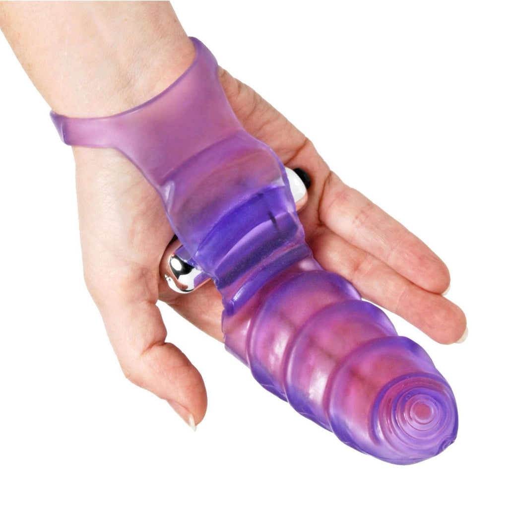 Frisky Double Finger Banger Vibrating G-Spot Glove Purple