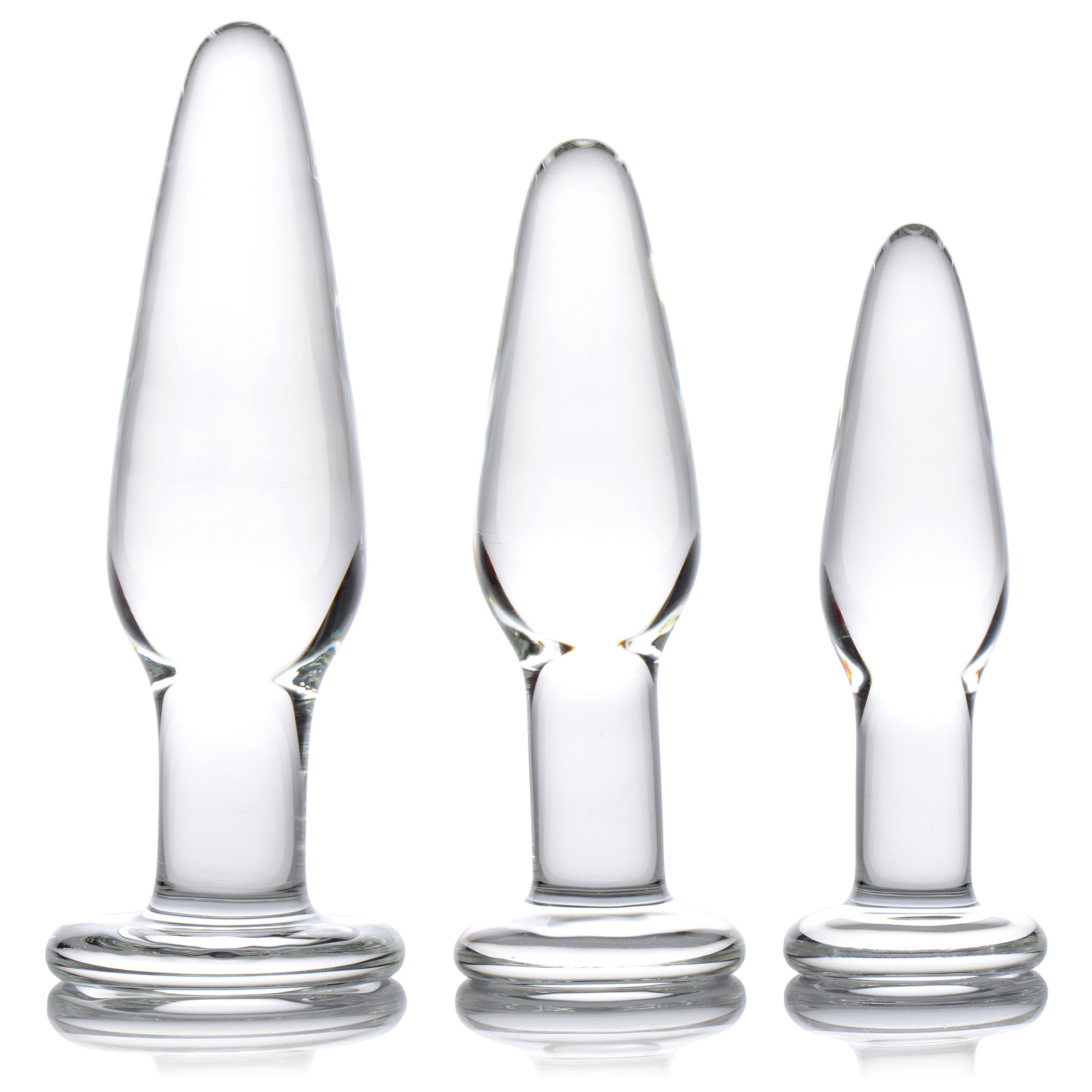 Prisms Erotic Glass Dosha 3 Piece Glass Anal Plug Kit Clear
