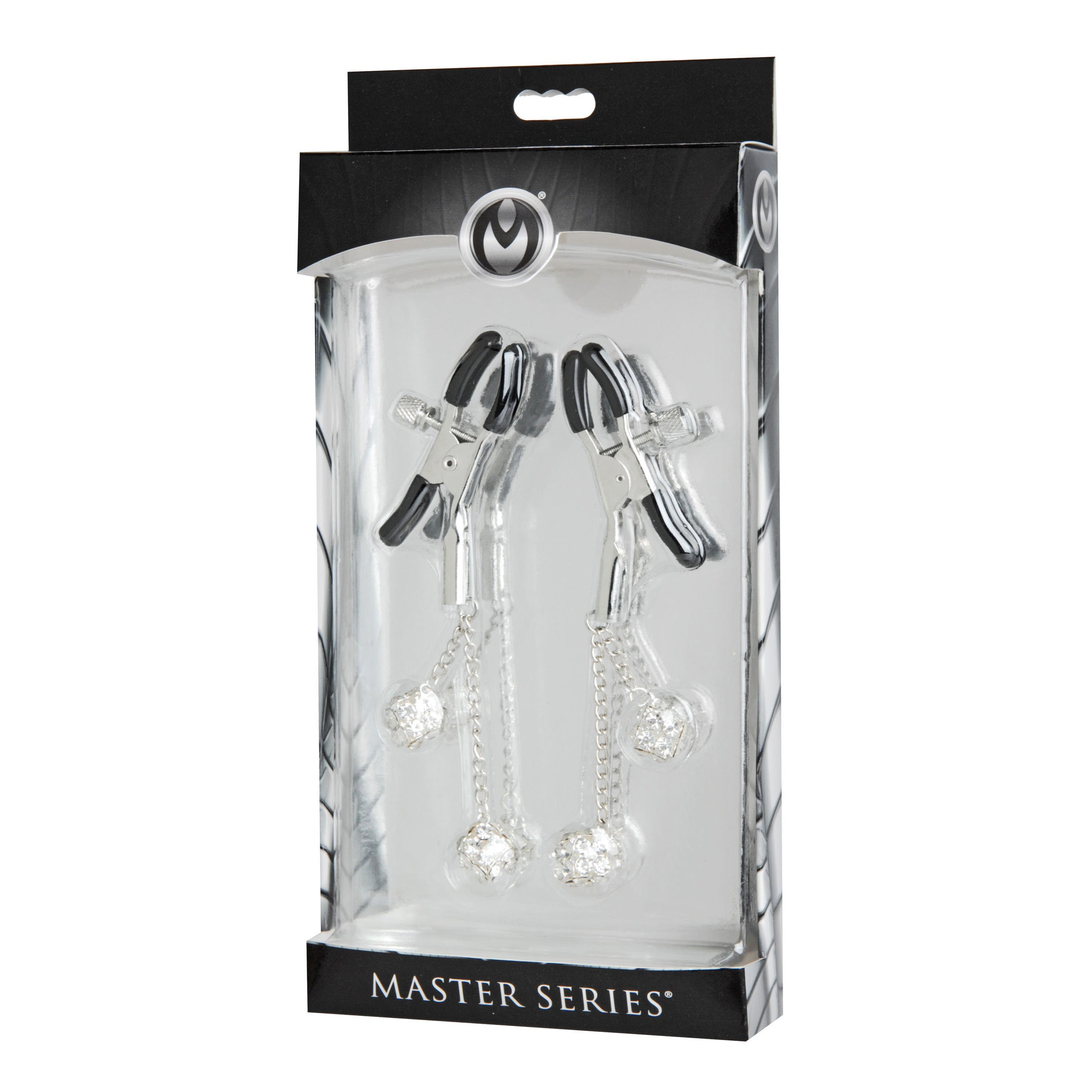 Master Series Ornament Adjustable Nipple Clamps with Jewel Accents Clear