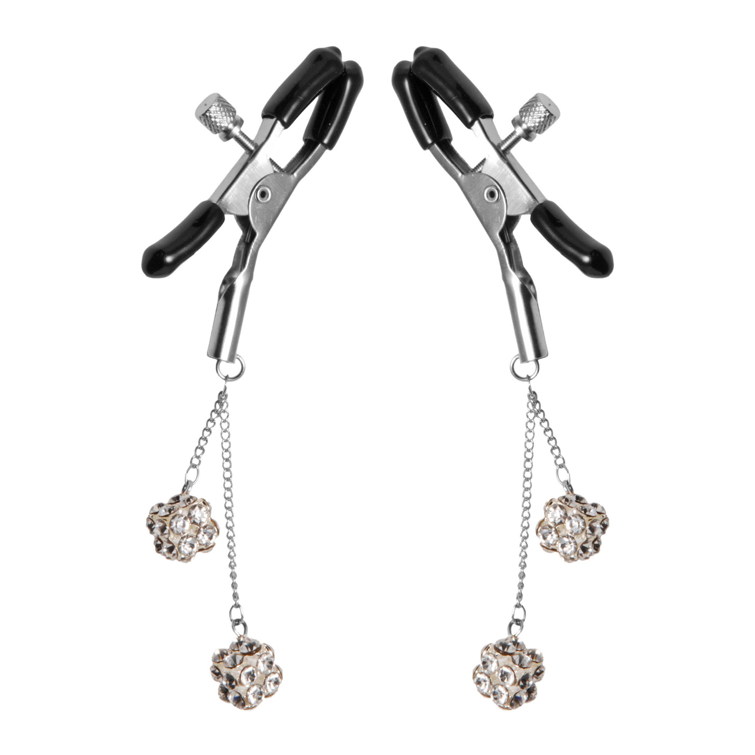 Master Series Ornament Adjustable Nipple Clamps with Jewel Accents Clear