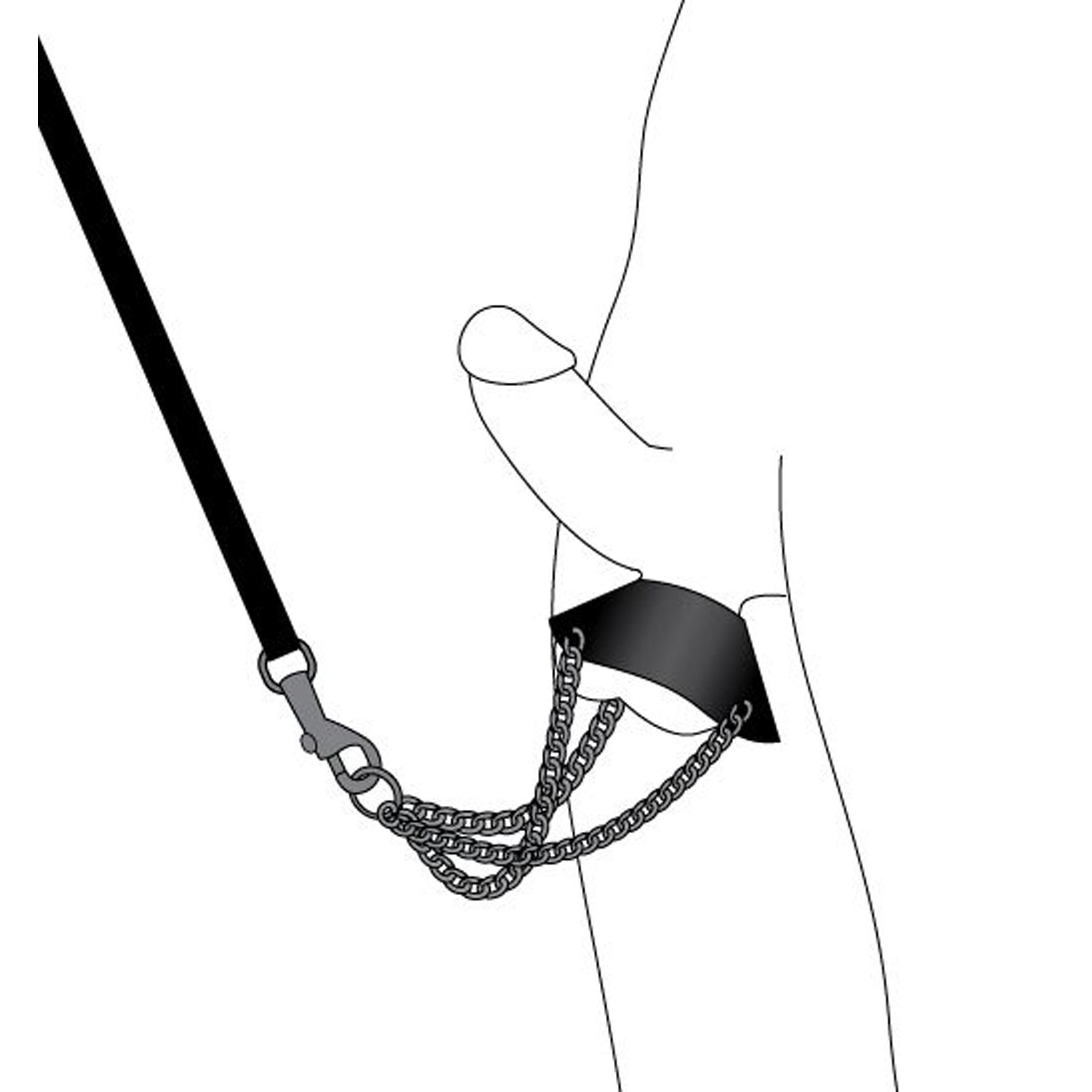 Strict Leather By the Balls Scrotum Stretching Kit with Leash Black