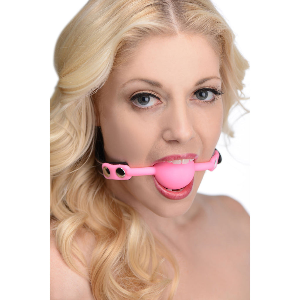 Frisky Glow Gag Glow in the Dark Silicone Ball Gag Pink