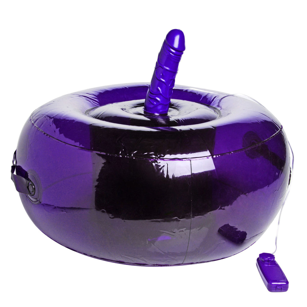 Frisky Sit-and-Ride Inflatable Seat with Vibrating Dildo - Purple Purple