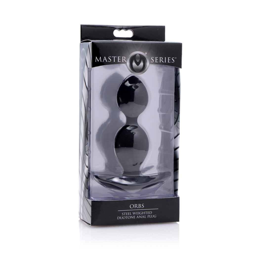 Master Series Orbs Steel Weighted Duotone Silicone Anal Plug Black