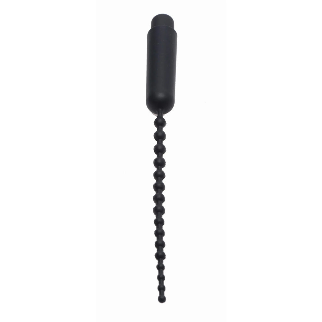 Master Series Dark Rod Vibrating Beaded Silicone Sound Black