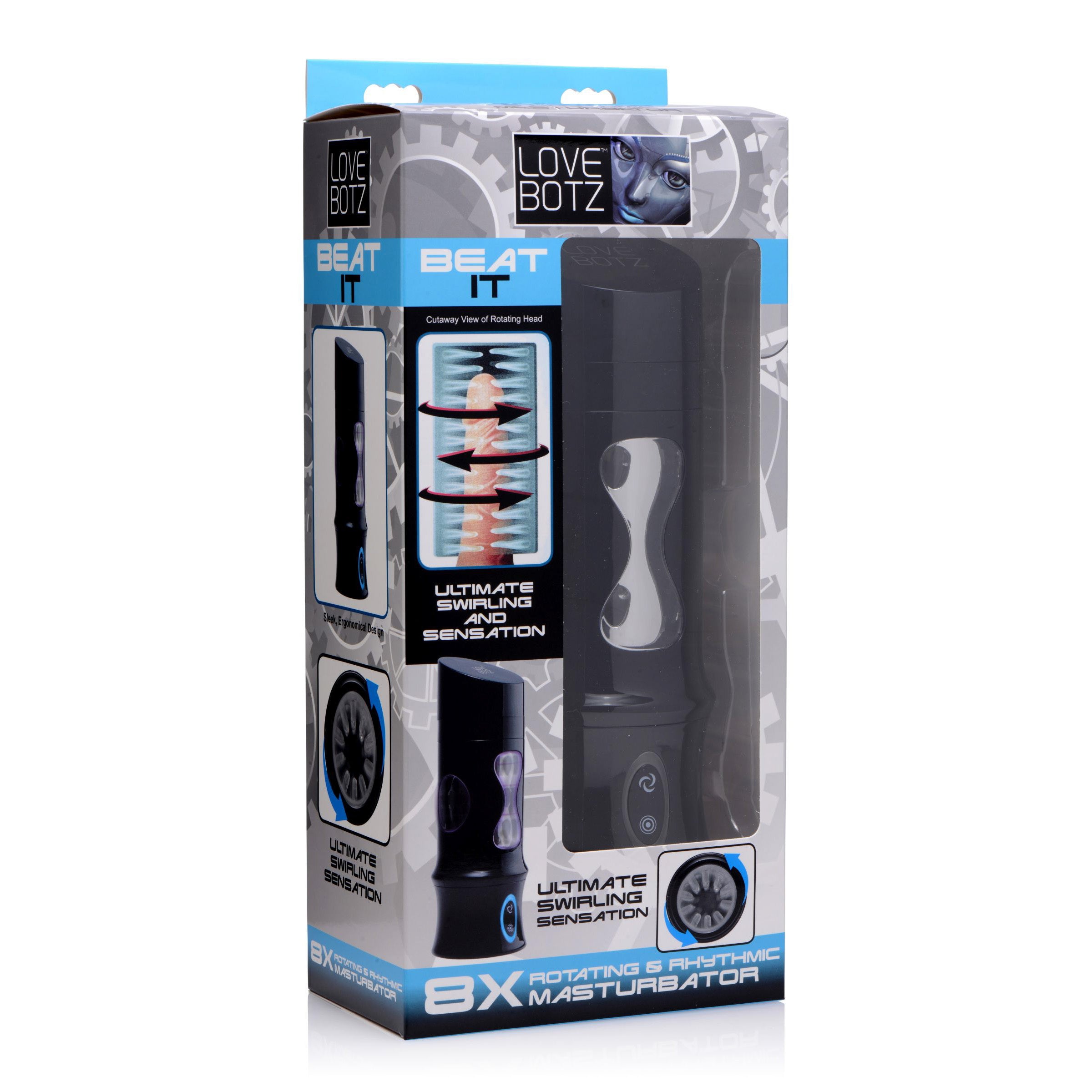 LoveBotz Beat It 8X Rotating and Rhythmic Masturbator Black