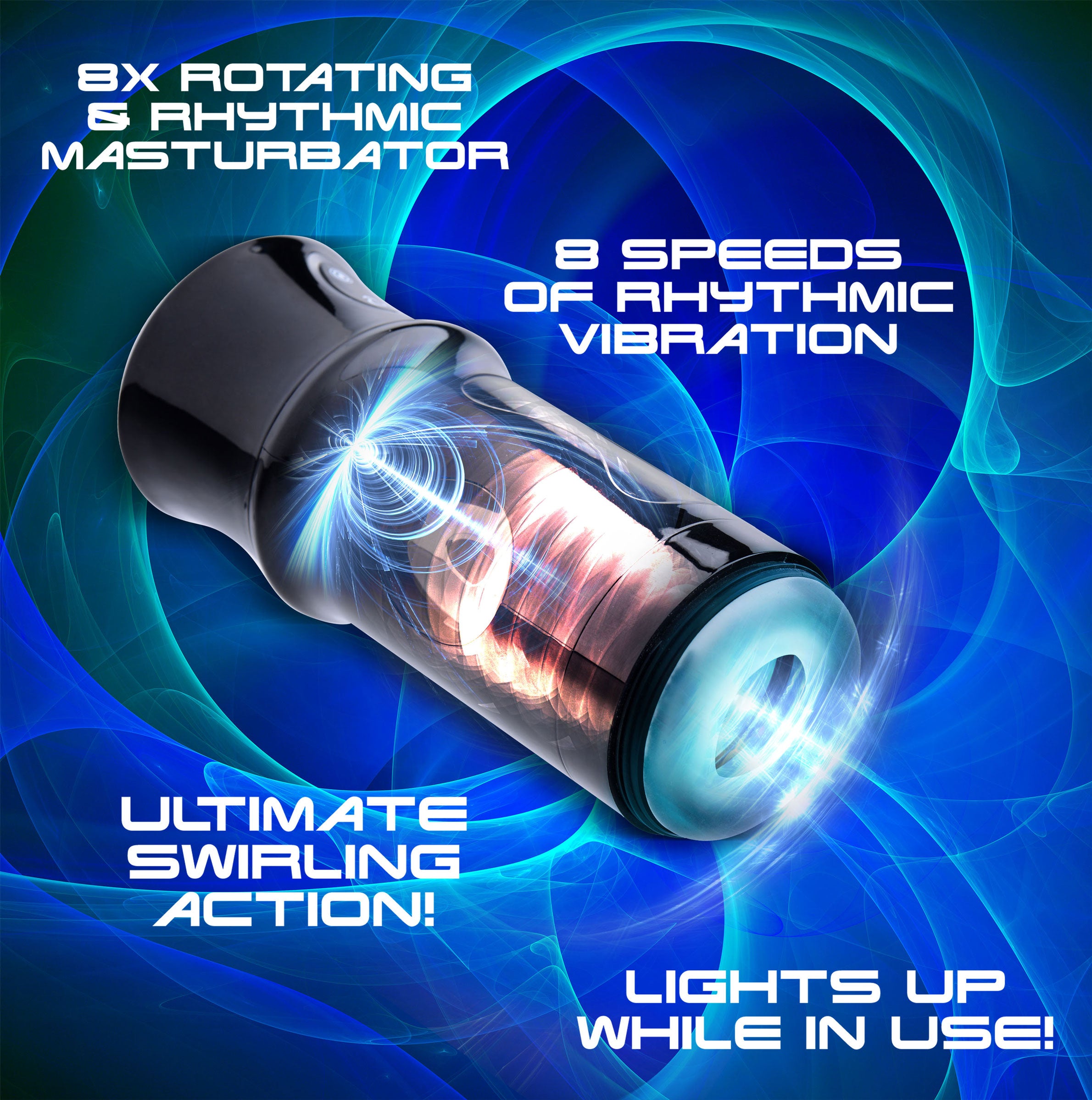 LoveBotz Beat It 8X Rotating and Rhythmic Masturbator Black