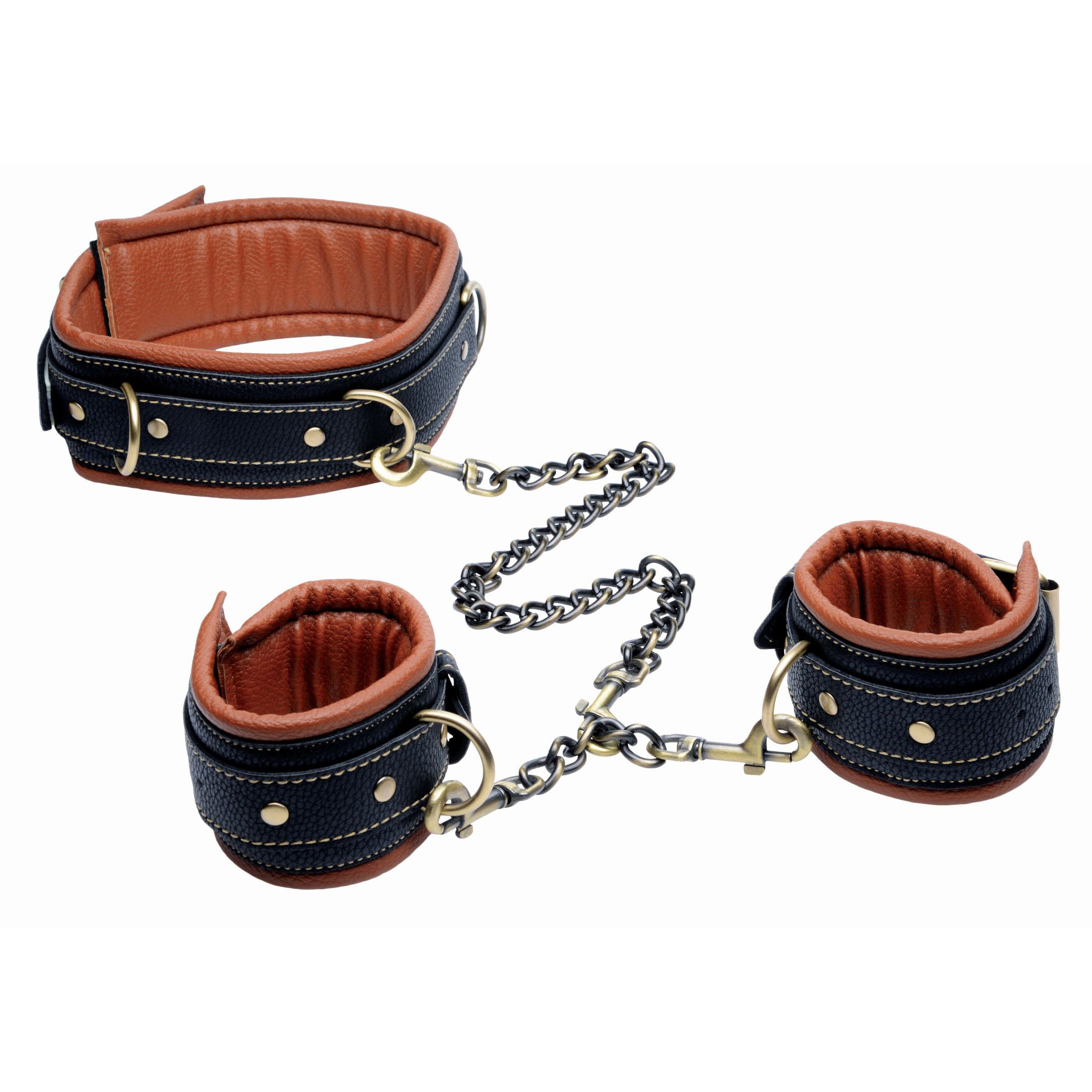 Master Series Coax Collar to Wrist Restraints Brown
