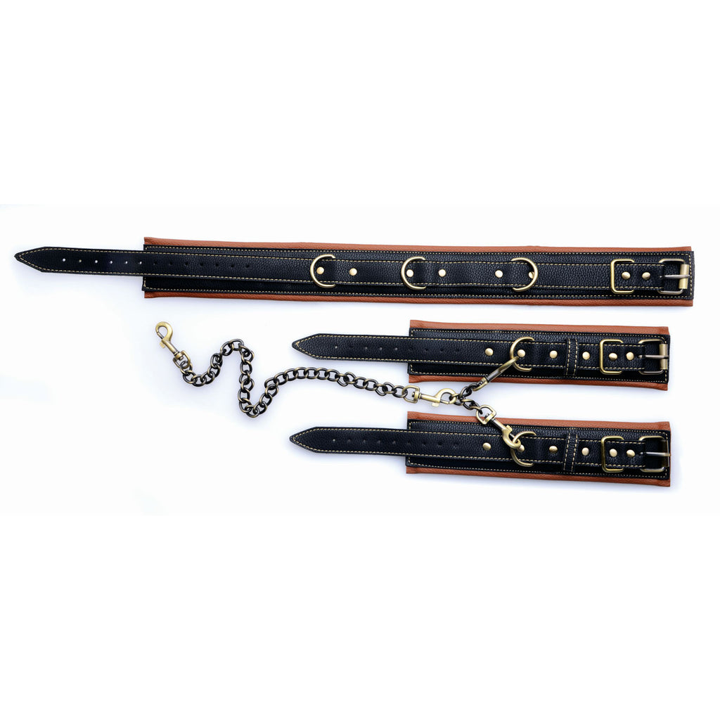 Master Series Coax Collar to Wrist Restraints Brown