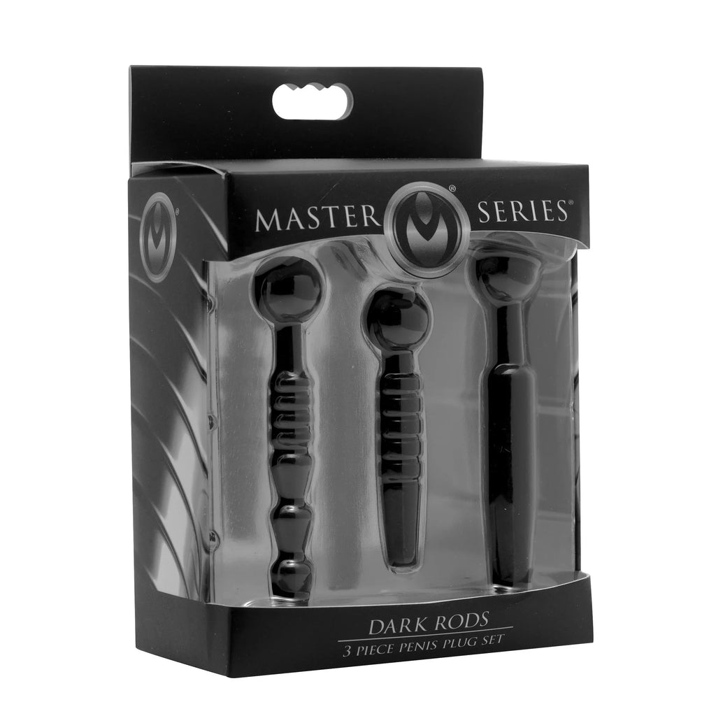 Master Series Dark Rods 3 Piece Silicone Penis Plug Set Black