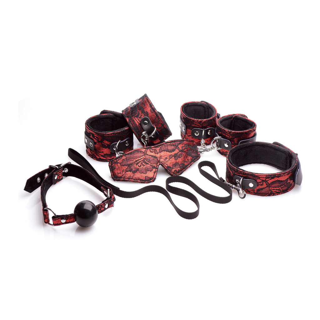 Frisky Laced Up 5 Piece Bondage Set Red