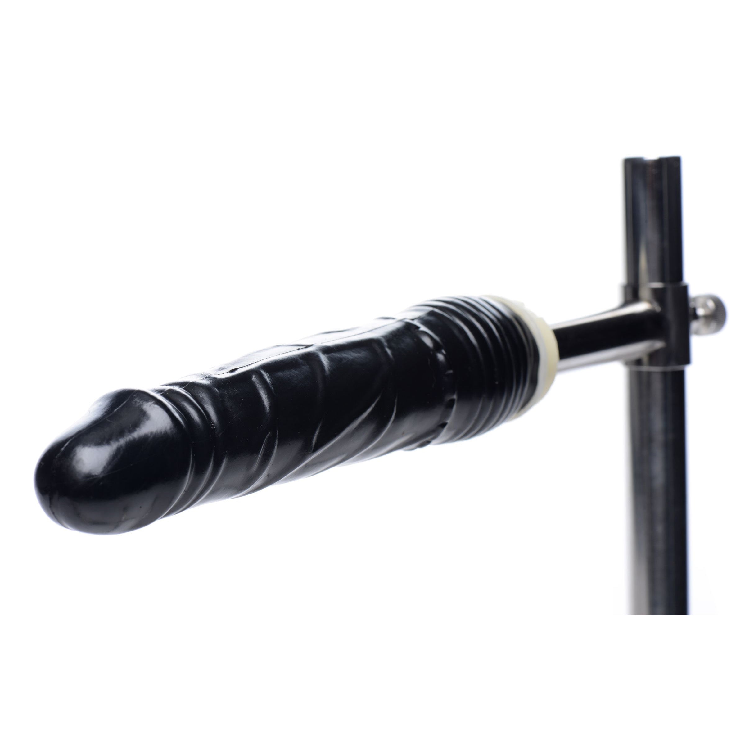 Master Series Imprisoned Metal Stockade with Dildo Grey