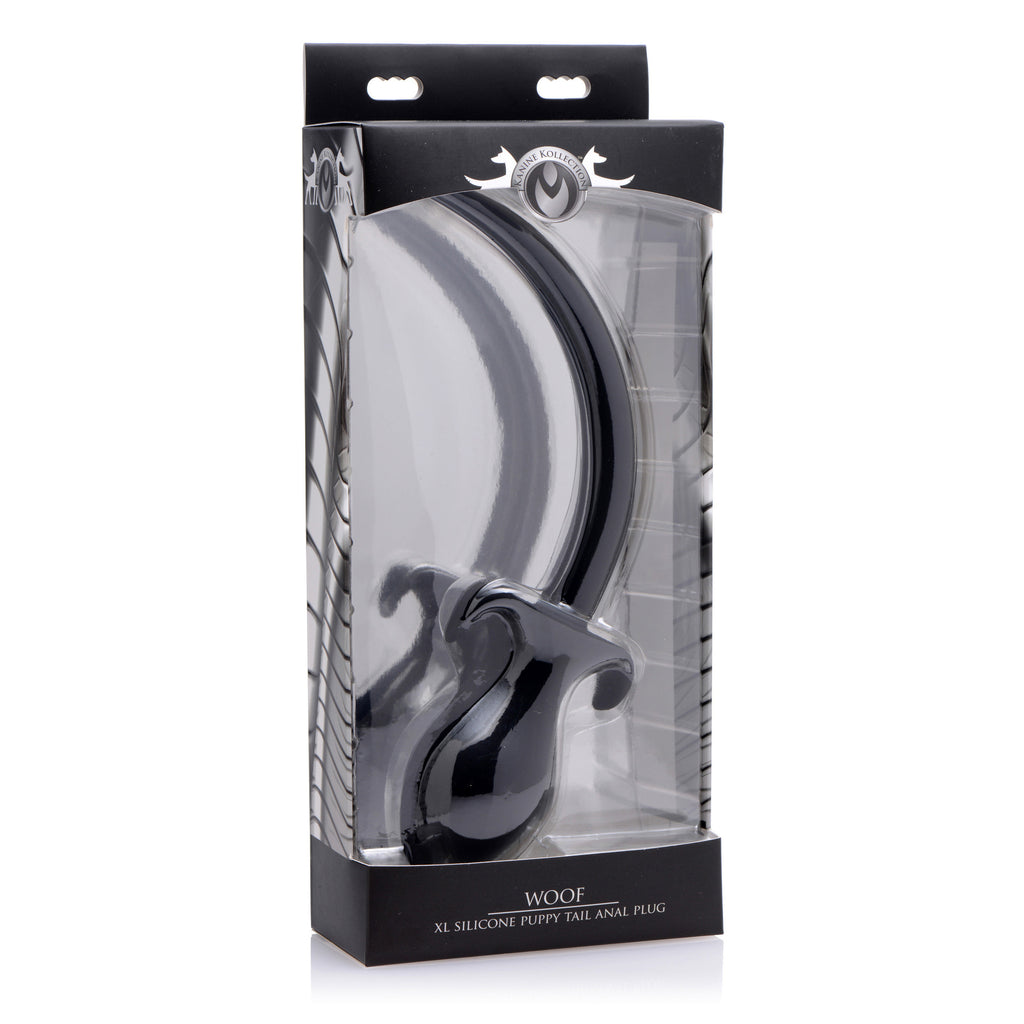 Master Series Woof XL Silicone Puppy Tail Butt Plug Black