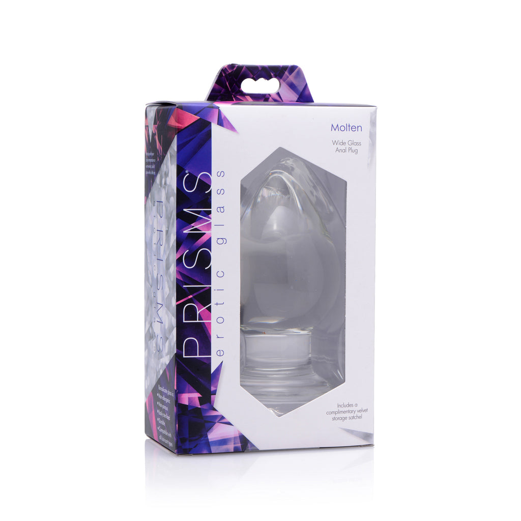 Prisms Erotic Glass Molten Wide Glass Butt Plug Clear