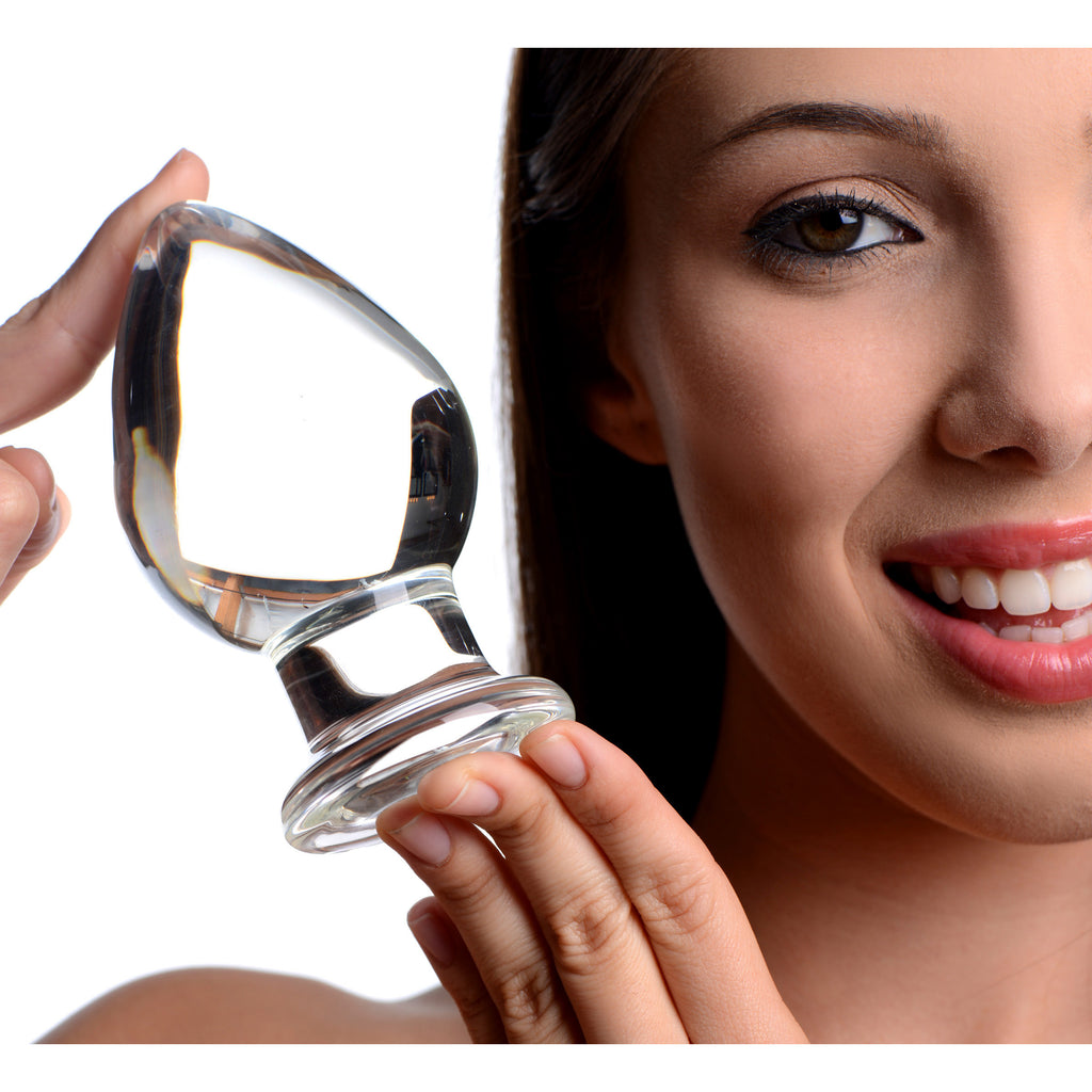 Prisms Erotic Glass Molten Wide Glass Butt Plug Clear