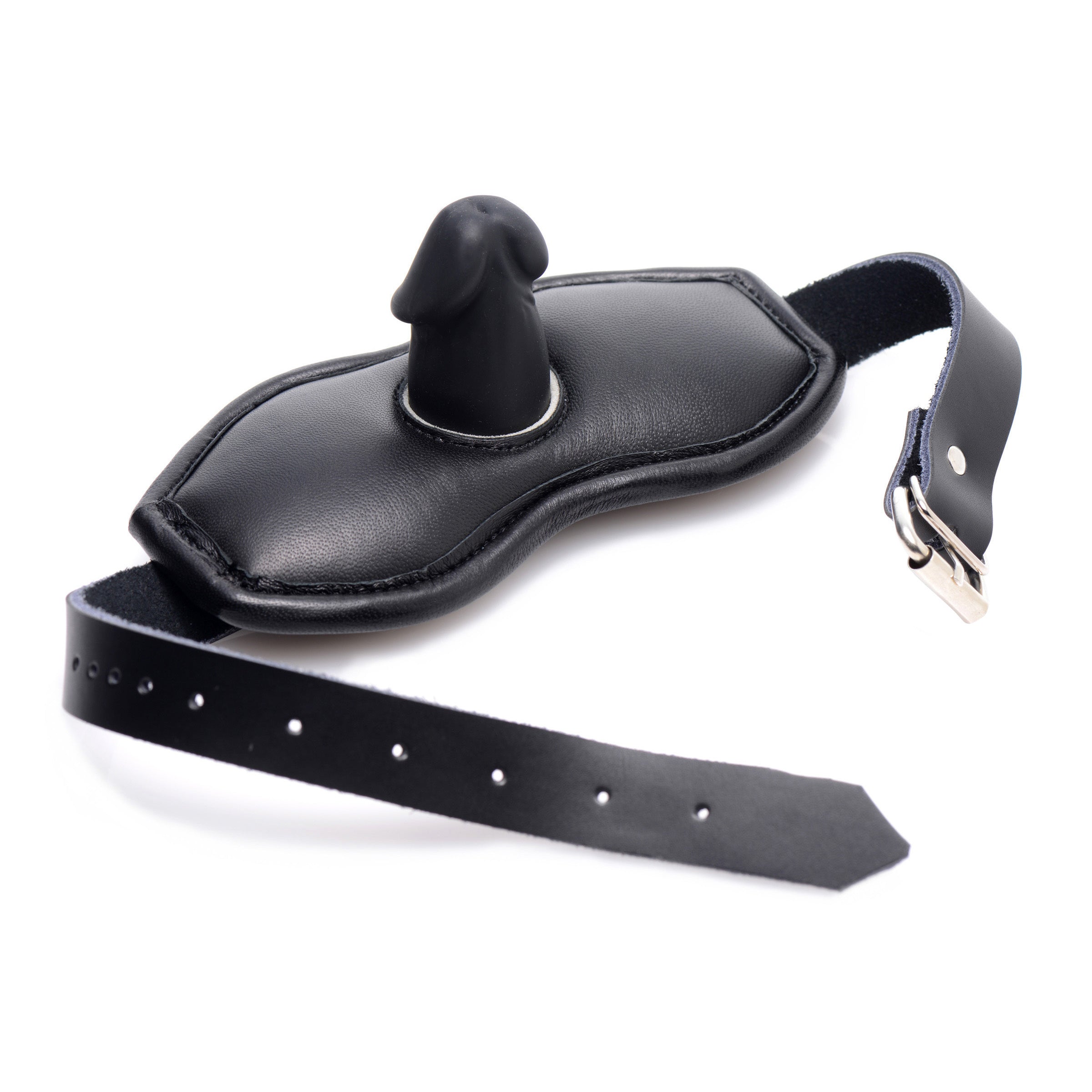 Strict Leather Leather Padded Silicone Penis Mouth Gag Black