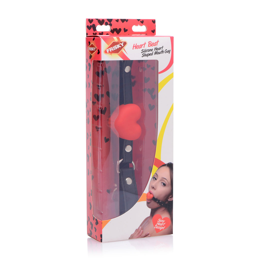 Frisky Heart Beat Silicone Heart Shaped Mouth Gag Red