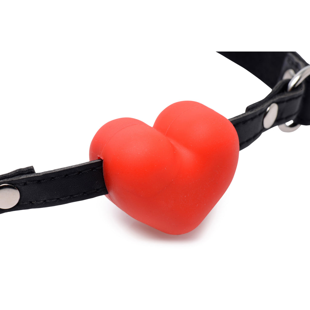 Frisky Heart Beat Silicone Heart Shaped Mouth Gag Red