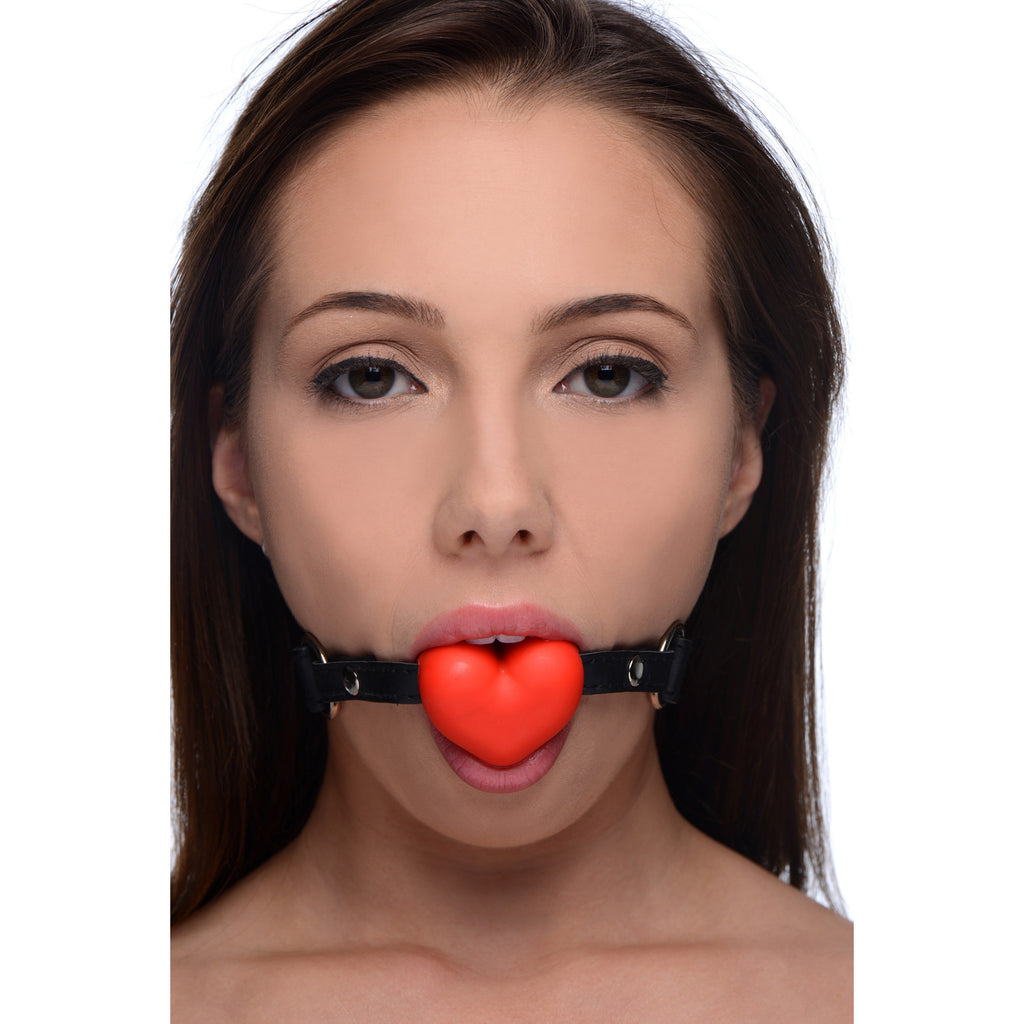 Frisky Heart Beat Silicone Heart Shaped Mouth Gag Red