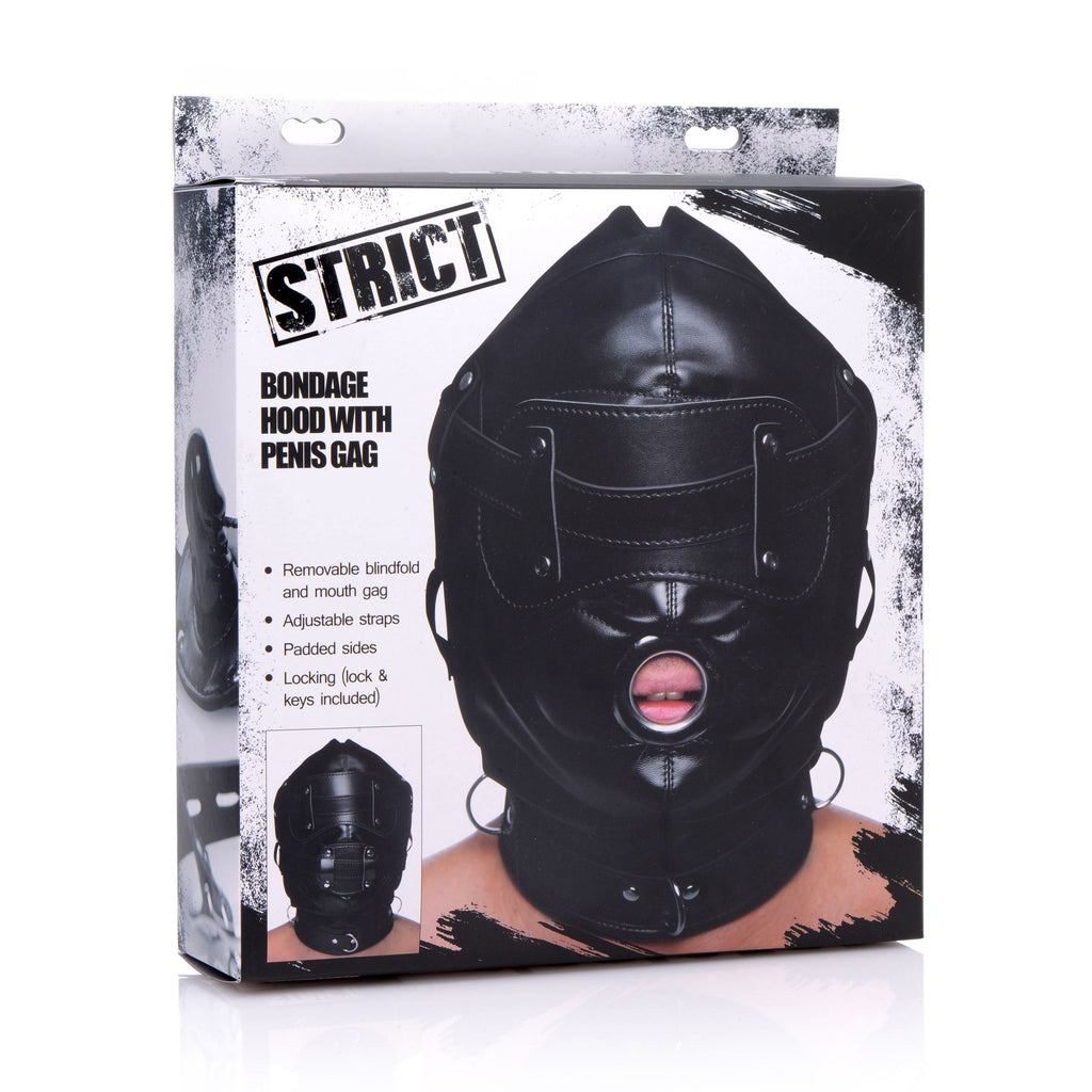 STRICT Bondage Hood with Penis Gag Black