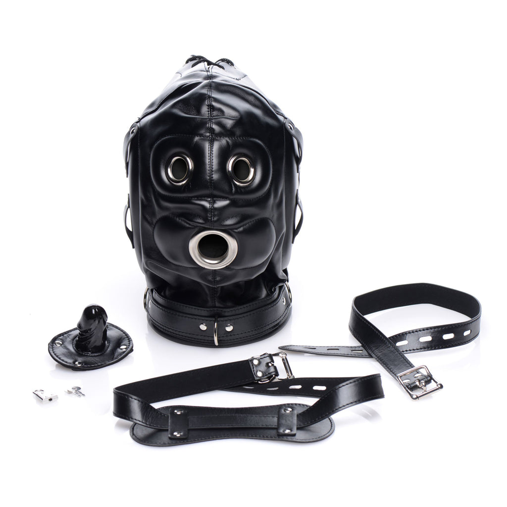 STRICT Bondage Hood with Penis Gag Black