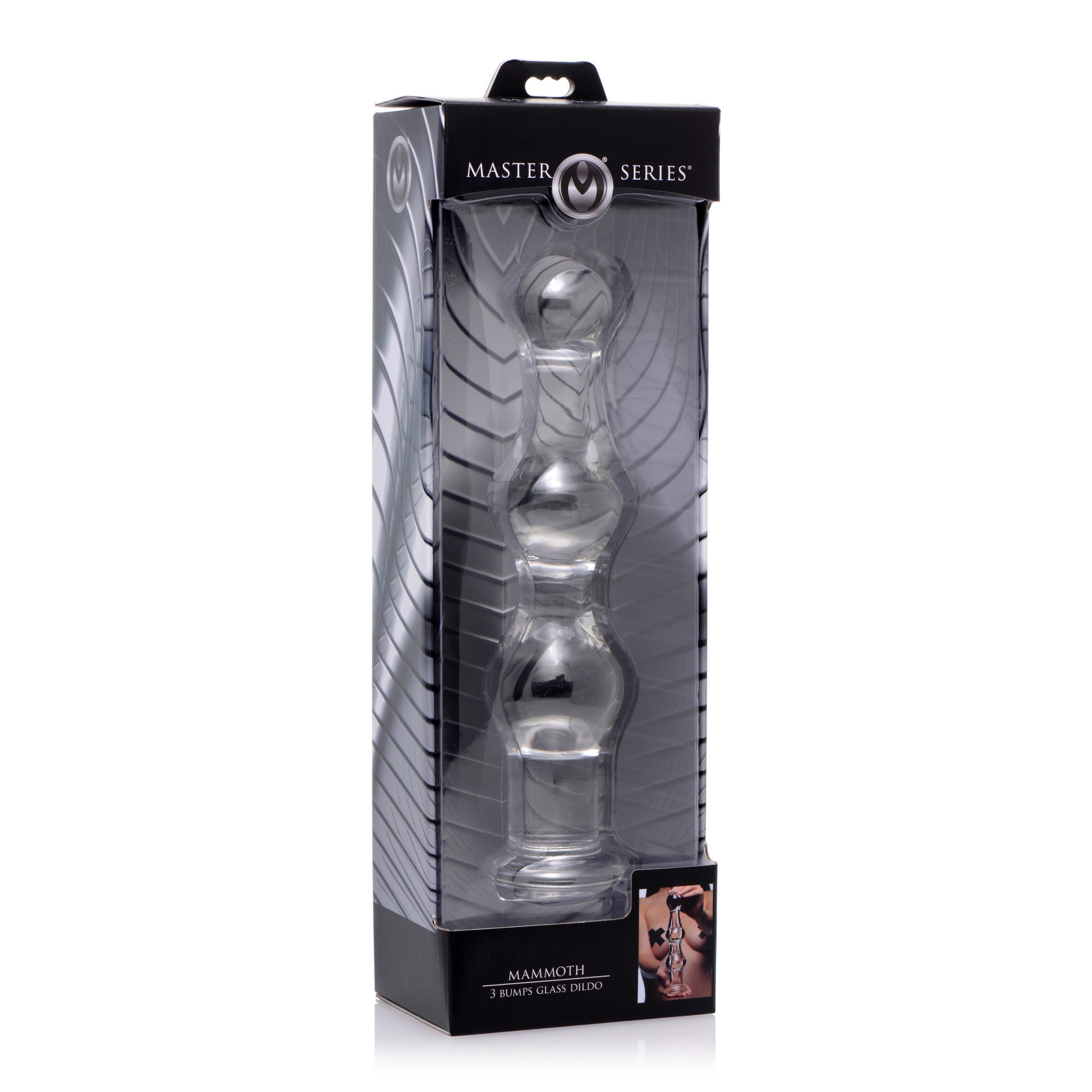 Master Series Mammoth 3 Bumps Glass Dildo Clear