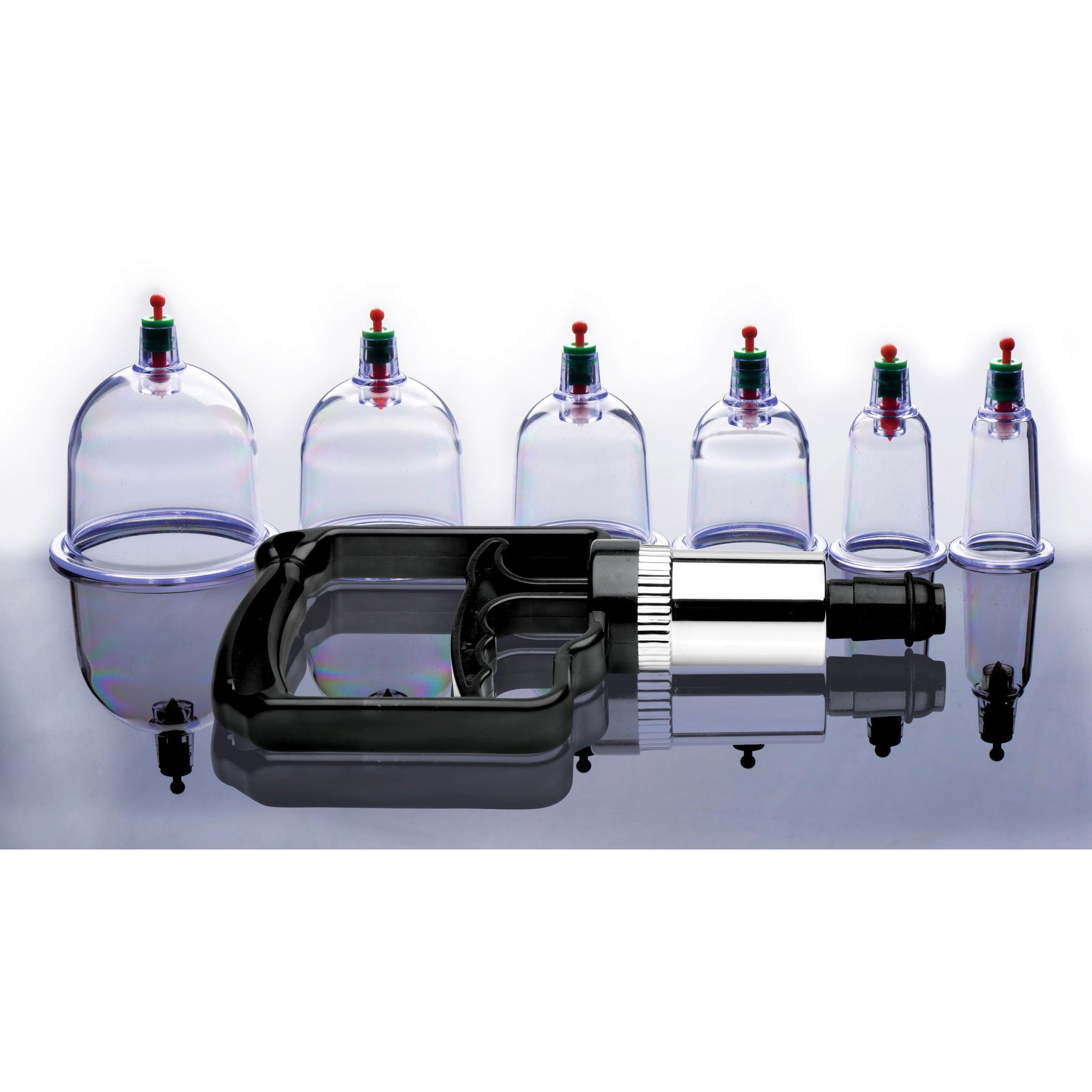 Master Series Sukshen 6 Piece Cupping Set with Acu-Points Clear