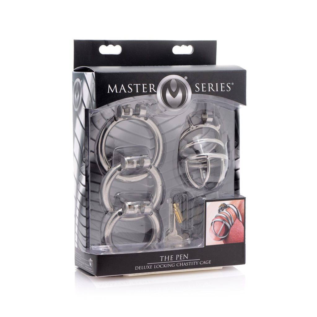 Master Series The Pen Deluxe Stainless Steel Locking Chastity Cage Grey