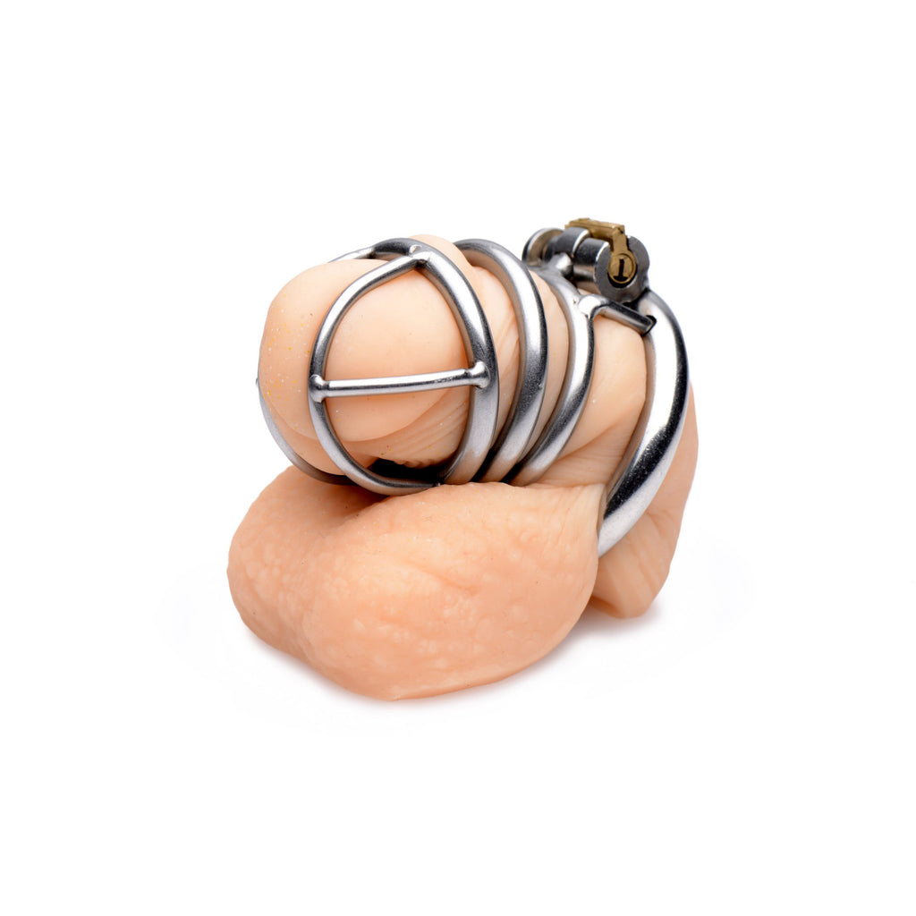 Master Series The Pen Deluxe Stainless Steel Locking Chastity Cage Grey