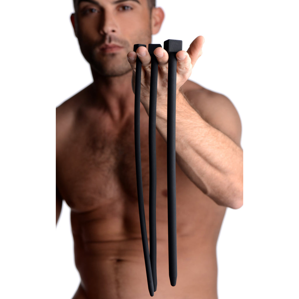 Master Series Bolted Deluxe Silicone Urethral Sounds Black