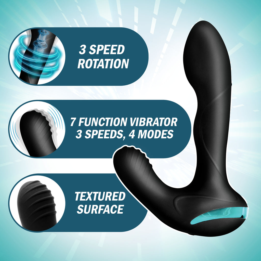 Prostatic Play Maverick Rotating Vibrating Silicone Prostate Stimulator Black