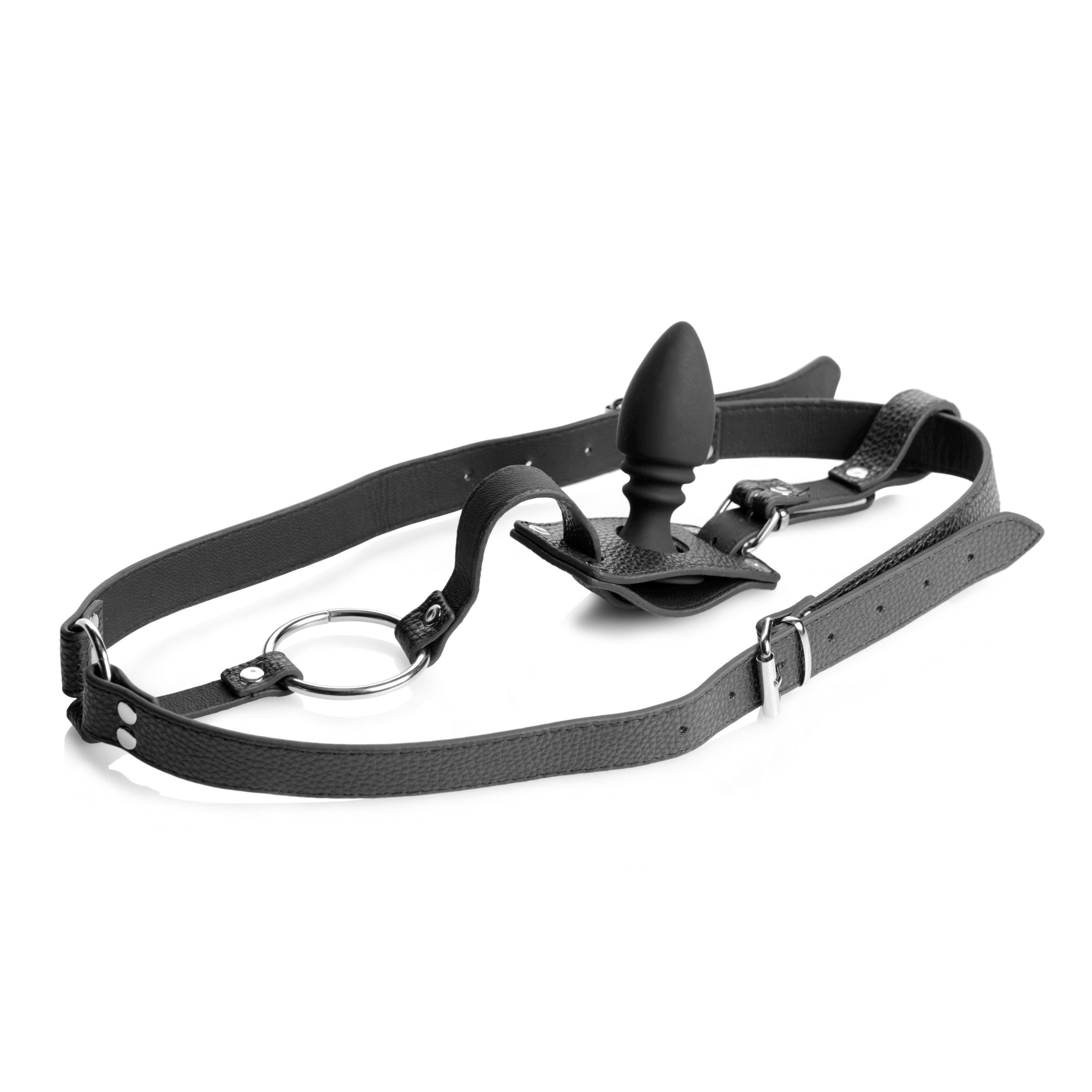 STRICT Male Cock Ring Harness with Silicone Anal Plug Black