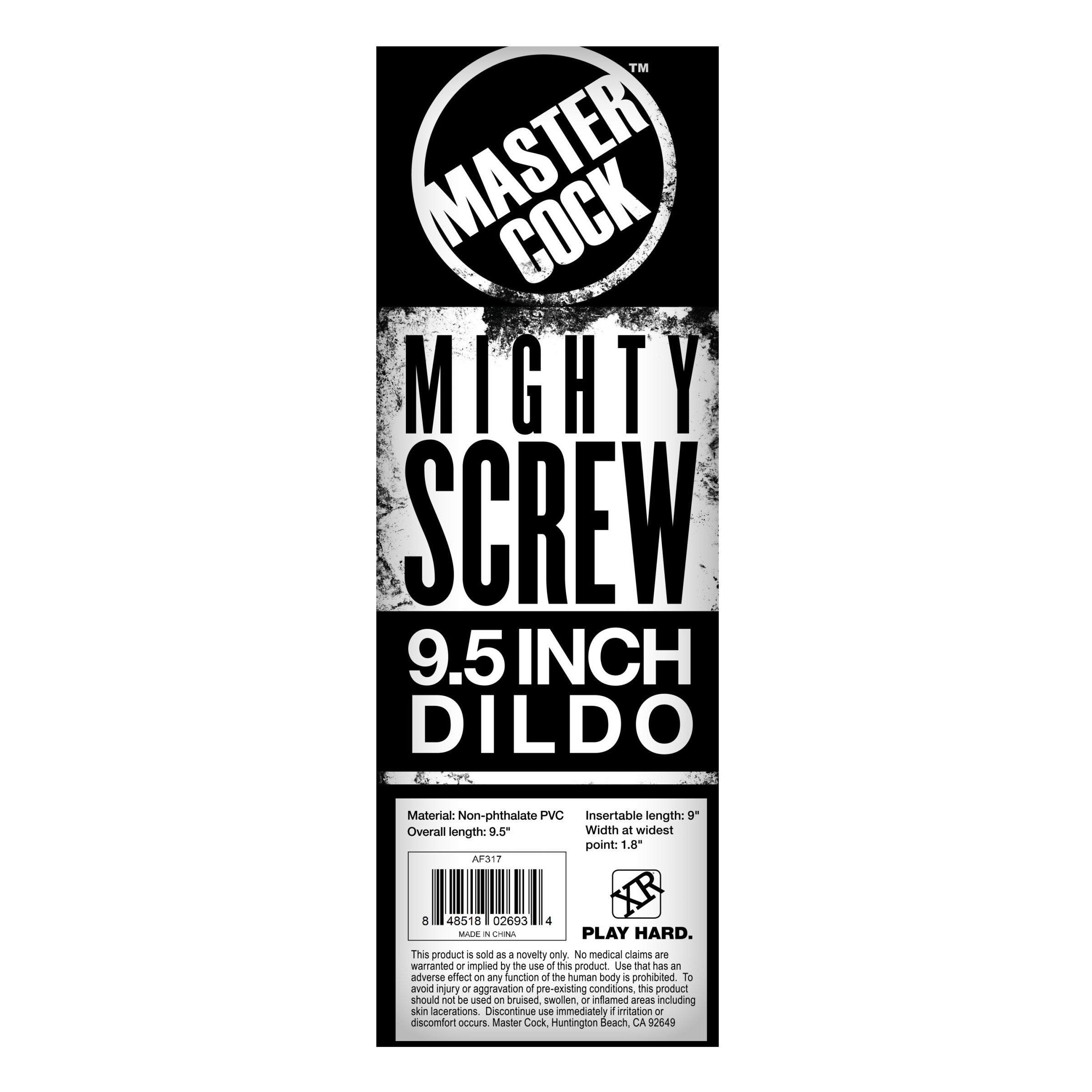 Master Cock Mighty Screw 9.5 Inch Dildo Black
