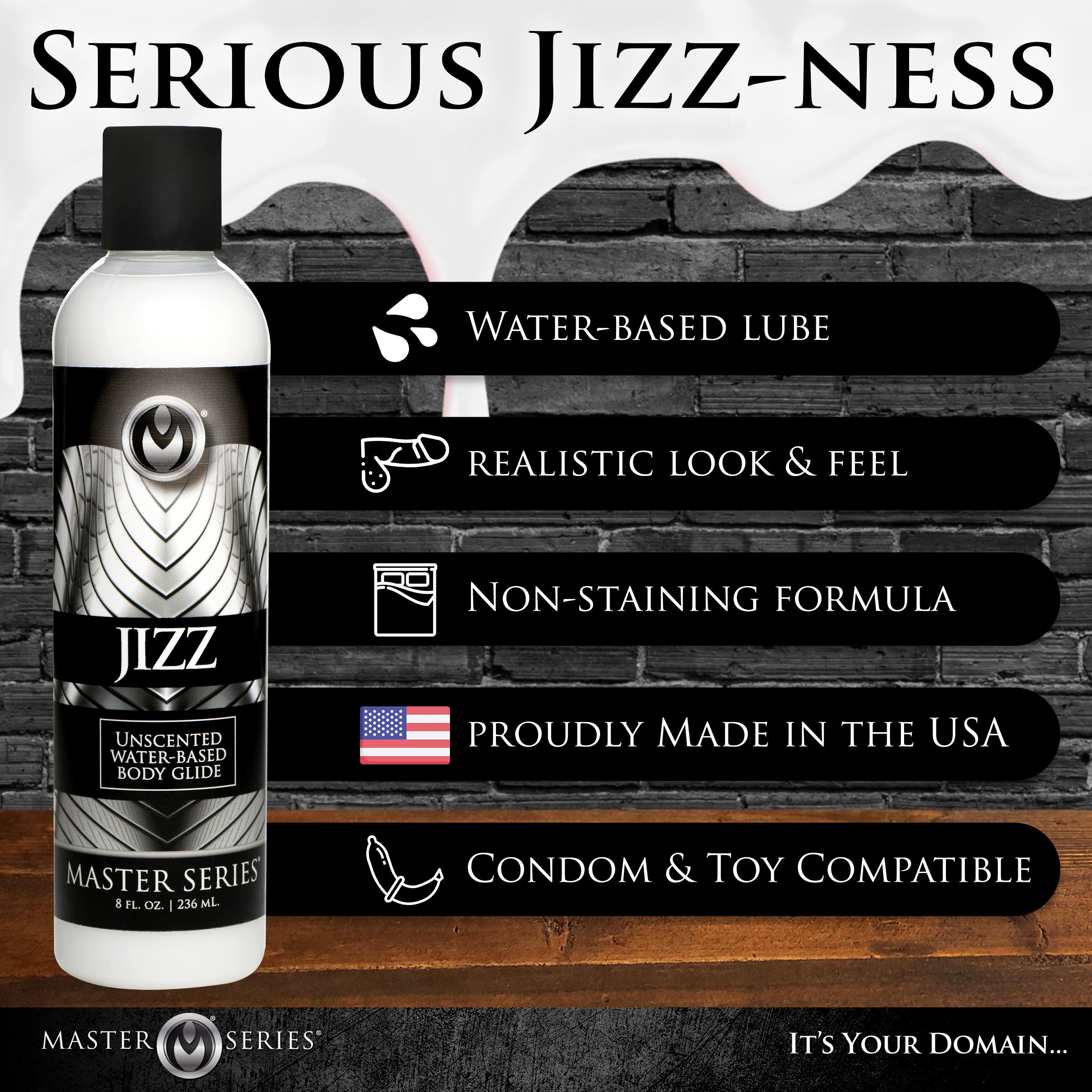 Master Series Jizz Unscented Water-Based Lube 8oz White