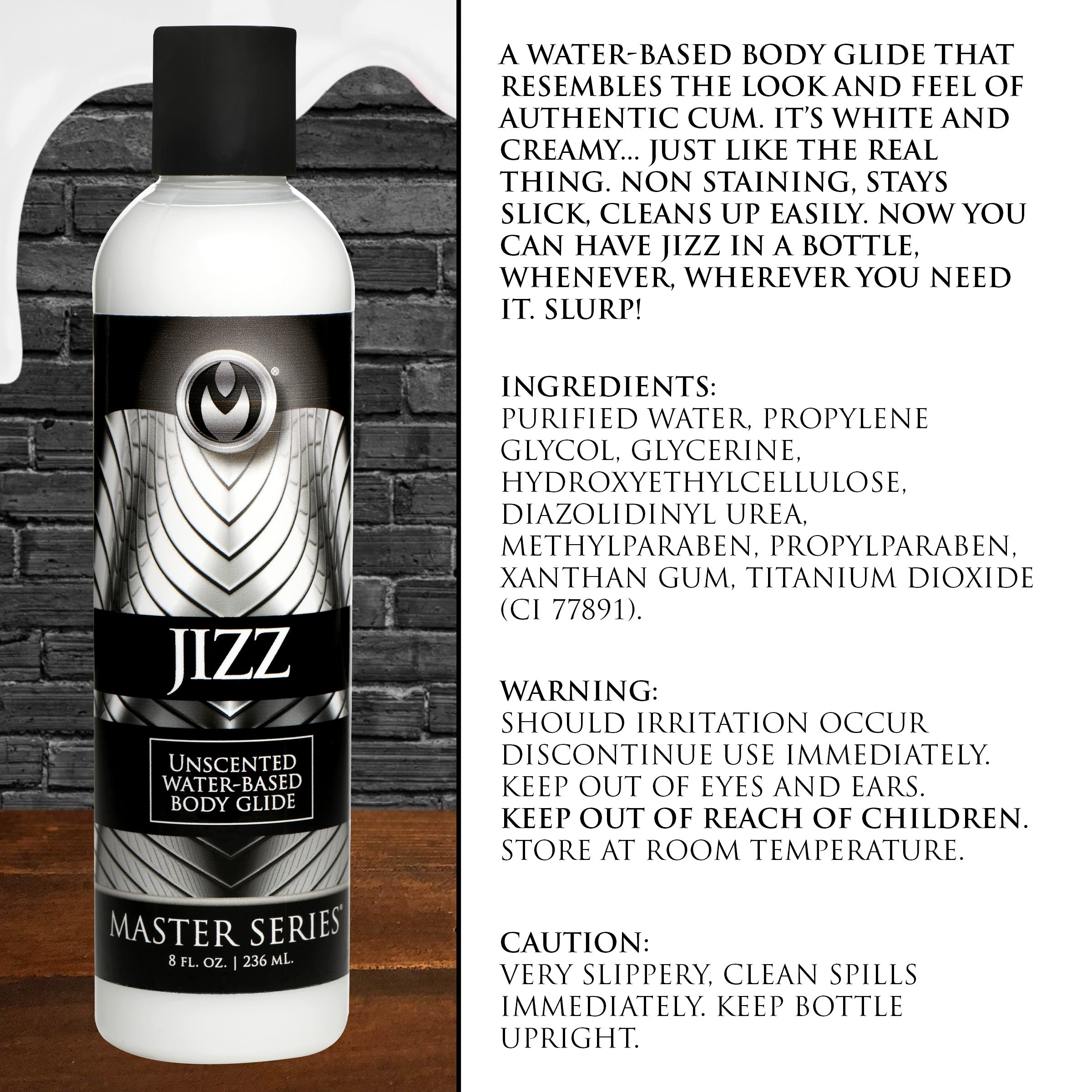 Master Series Jizz Unscented Water-Based Lube 8oz White