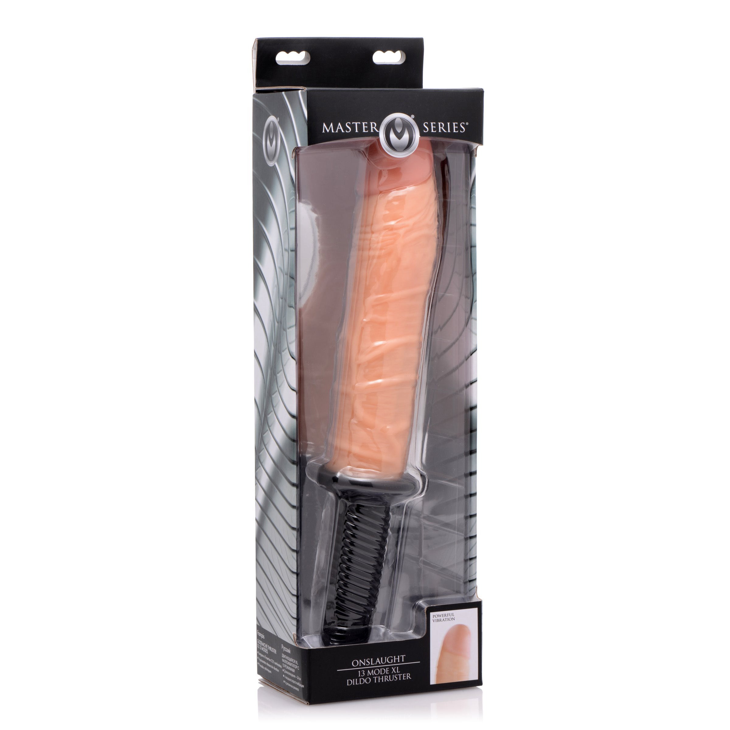 Master Series Onslaught 13 Mode XL Vibrating Dildo Thruster Flesh