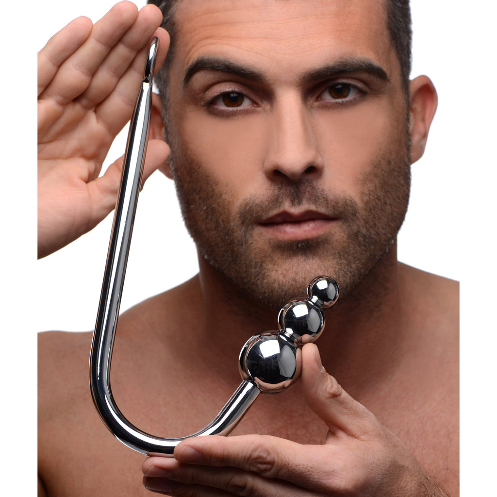 Master Series Beaded Anal Hook Grey