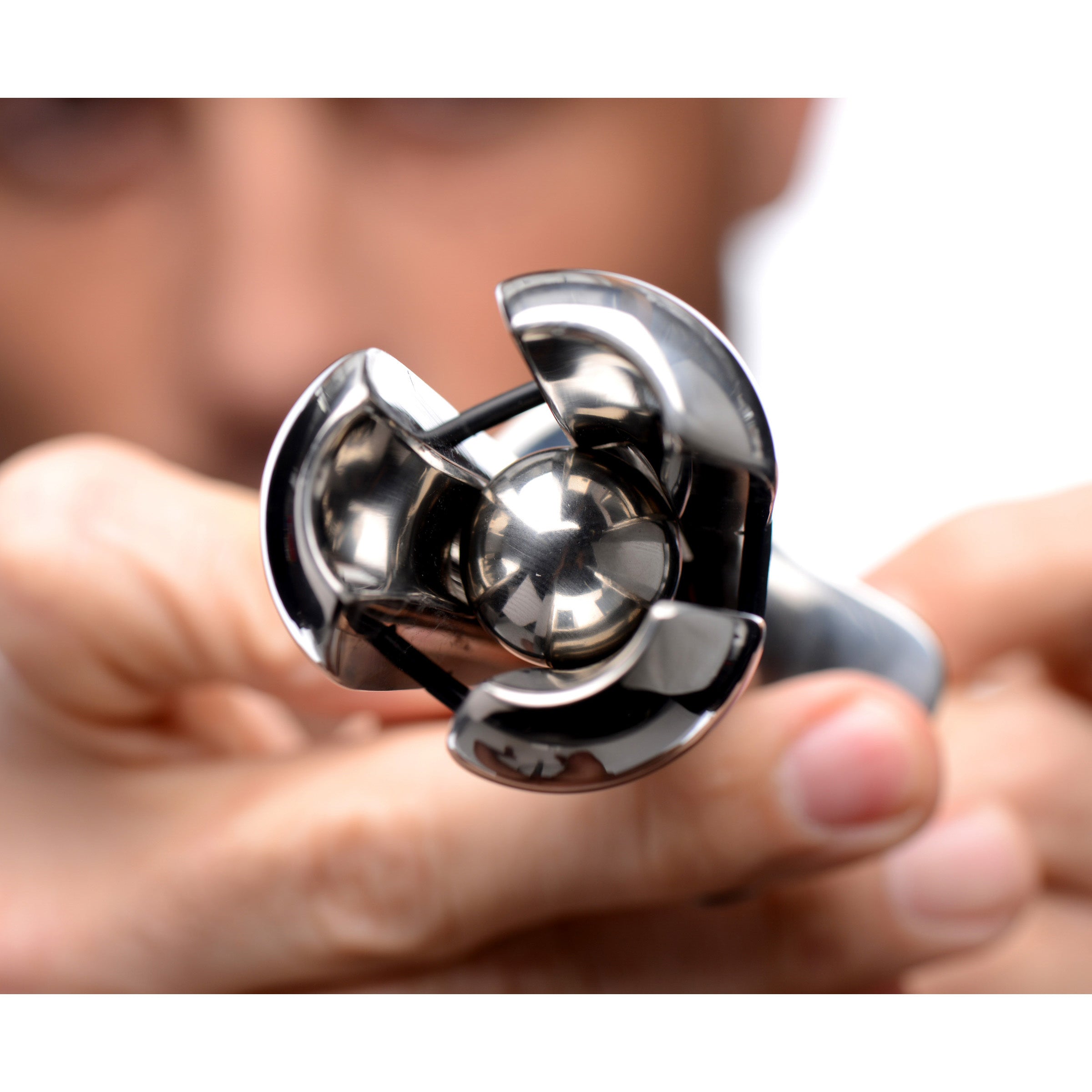 Master Series Stainless Steel Locking Anal Plug Grey